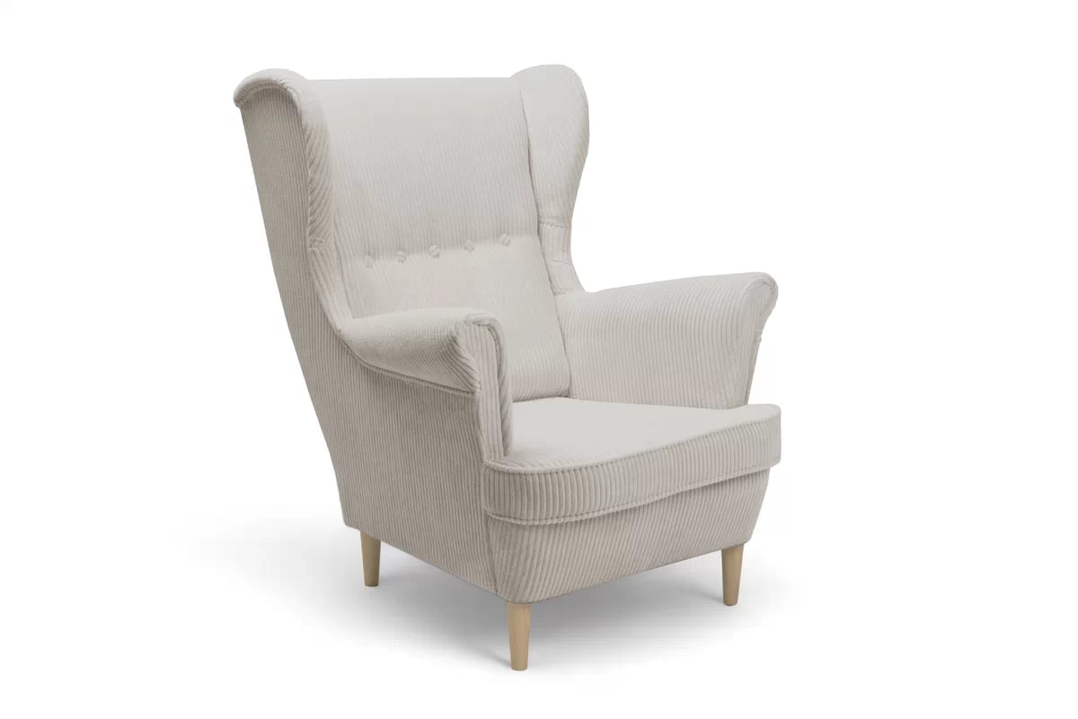 Kreslo Ušiak Vilano - svetlobéžový Poso 100 / buk Kreslo Ušiak Vilano - jasno béžový MENČESTER Poso 100 / Nohy buk 