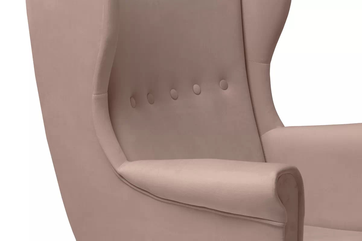 Kreslo Ušiak Vilano - ružový vodoodpudivý zamat Matt Velvet 61 Kreslo Ušiak Vilano - Ružová zamat hydrofobowy Matt Velvet 61 / Nohy buk 