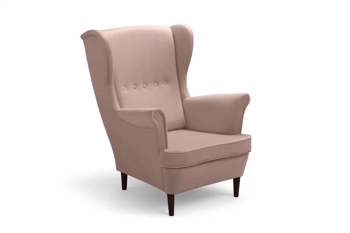 Křeslo ušák Vilano - růžový hydrofobní samet Matt Velvet 61 / nohy venge Křeslo Ušák Vilano - Růžová samet hydrofobní  Matt Velvet 61 / Nohy Venge 