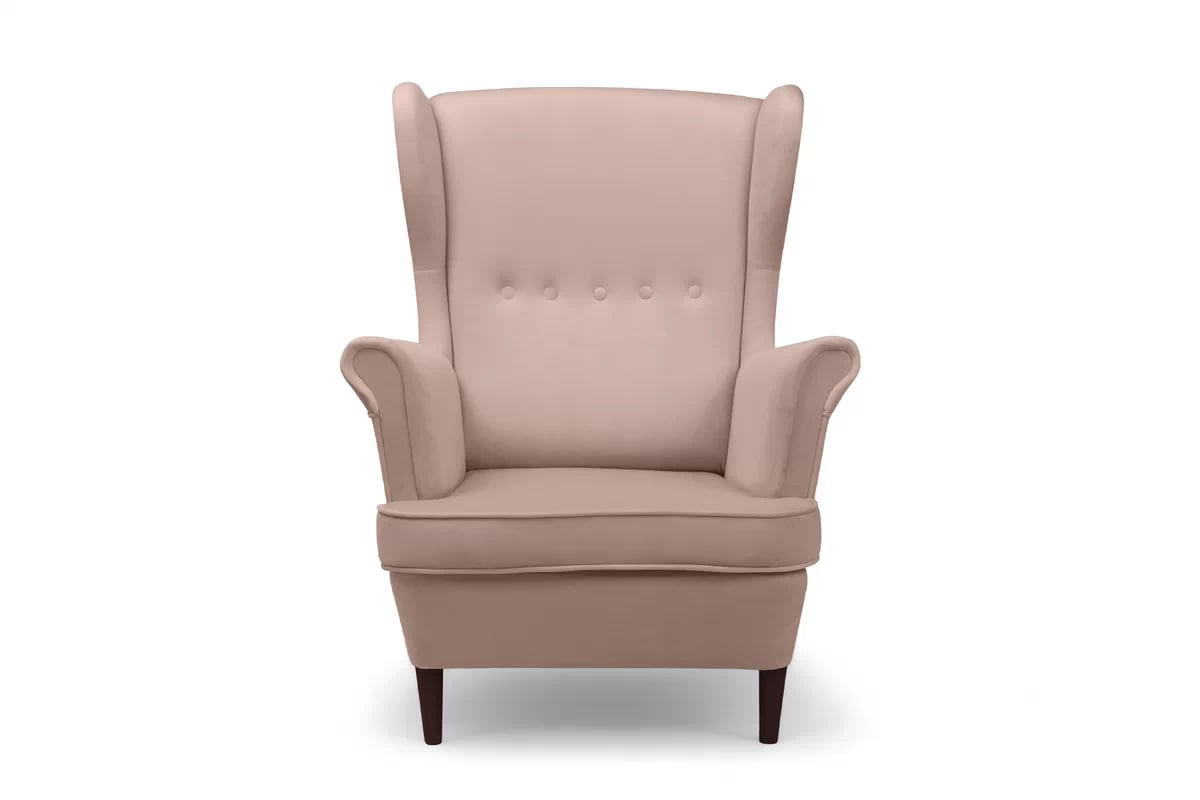 Křeslo ušák Vilano - růžový hydrofobní samet Matt Velvet 61 / nohy venge Křeslo Ušák Vilano - Růžová samet hydrofobní  Matt Velvet 61 / Nohy Venge 