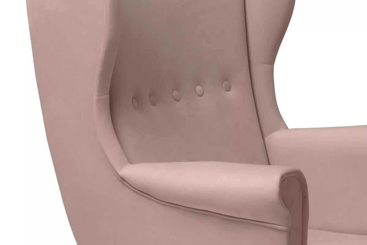 Křeslo ušák Vilano - růžový hydrofobní samet Matt Velvet 61 / nohy venge Křeslo Ušák Vilano - Růžová samet hydrofobní  Matt Velvet 61 / Nohy Venge 