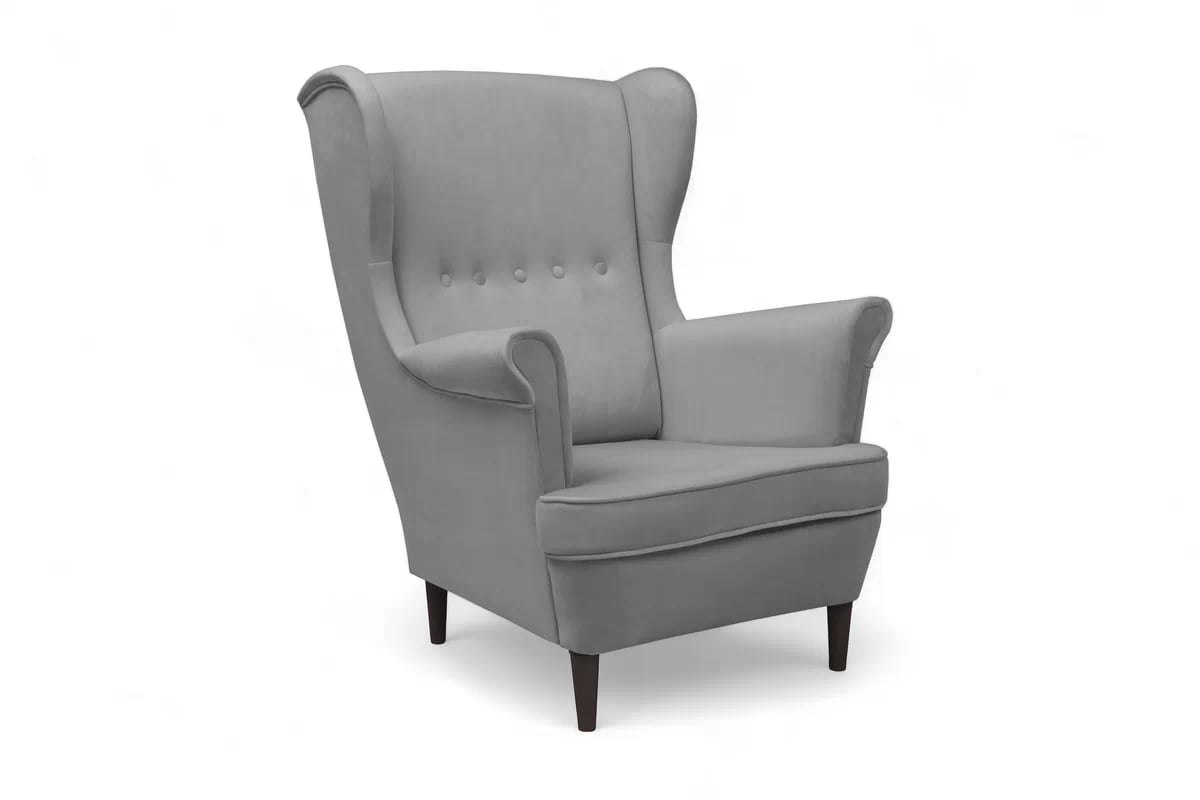 Kreslo Ušiak Vilano - šedý zamat Velluto 16 / Nohy Venge Kreslo Ušiak Vilano - šedý zamat Velluto 16 / Nohy Venge