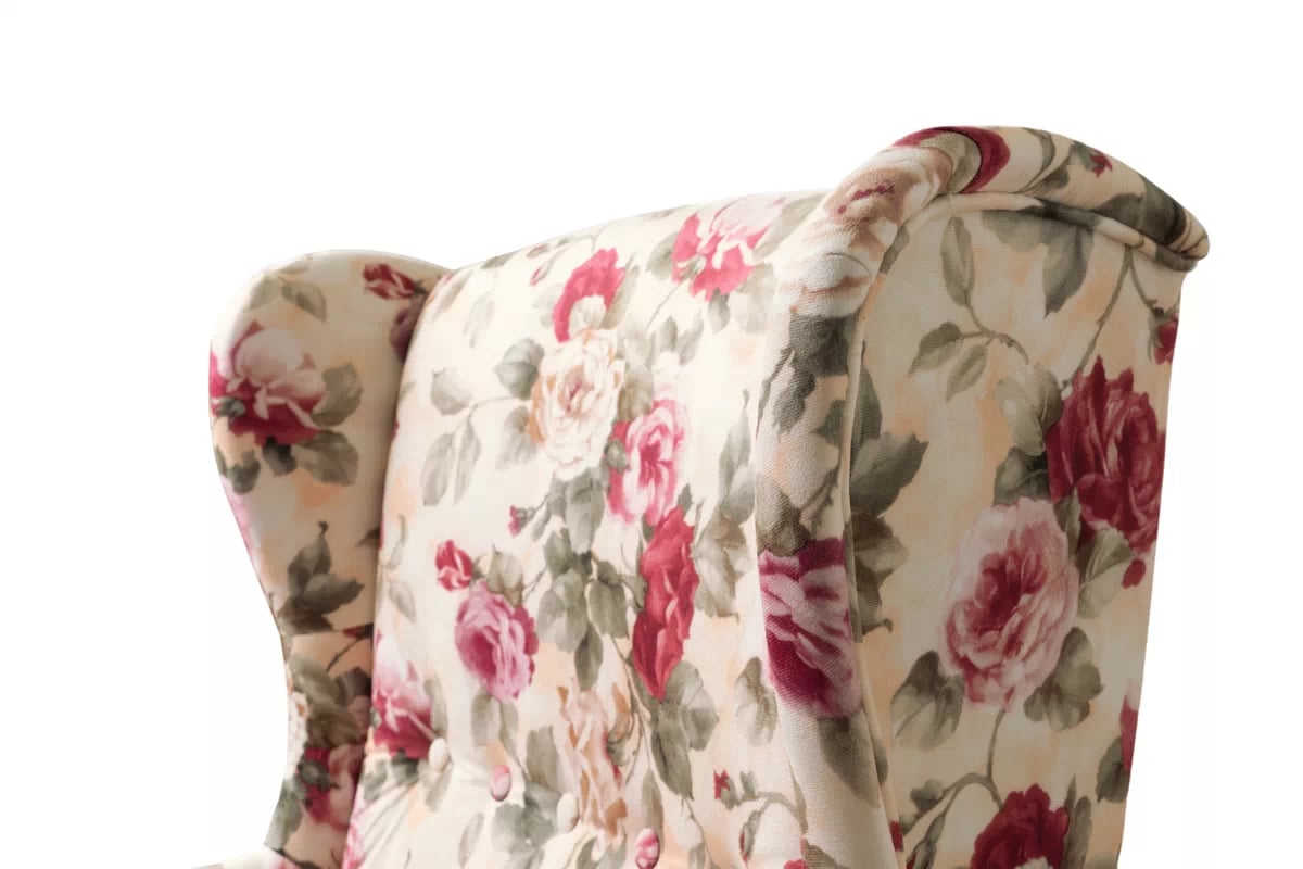 Kreslo Ušiak Vilano - látka drukowana kvetinový vzor Coral WM 82 / Nohy Venge Kreslo Ušiak Vilano - látka drukowana kvetinový vzor Coral WM 82 / Nohy Venge 