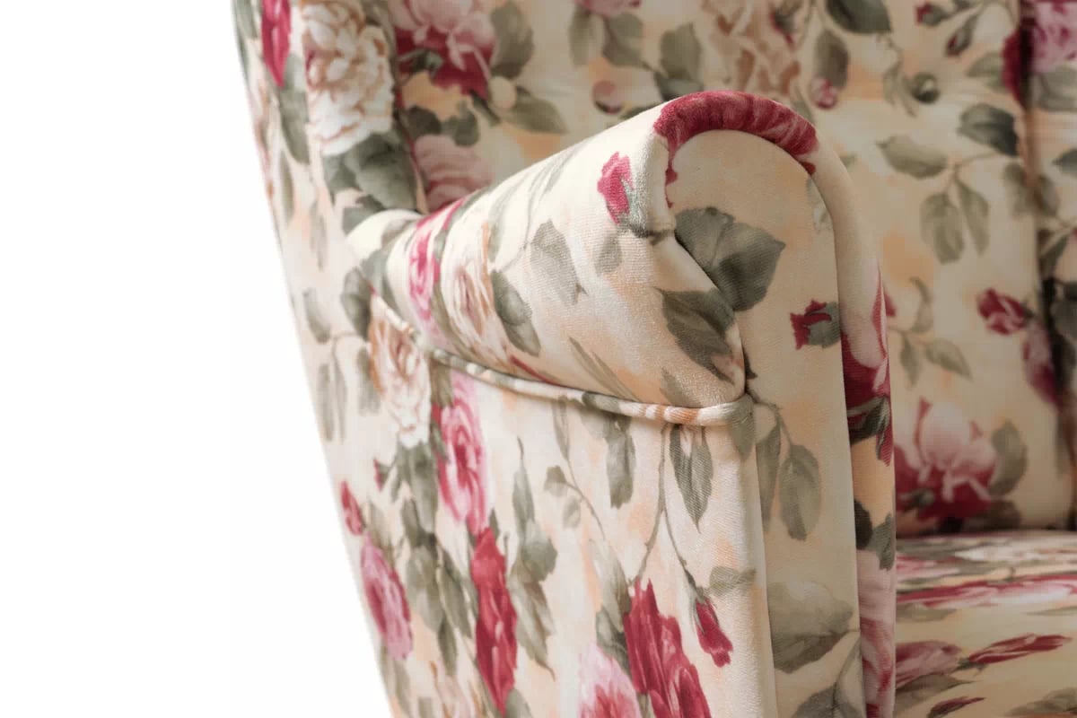 Kreslo Ušiak Vilano - látka drukowana kvetinový vzor Coral WM 82 / Nohy Venge Kreslo Ušiak Vilano - látka drukowana kvetinový vzor Coral WM 82 / Nohy Venge 