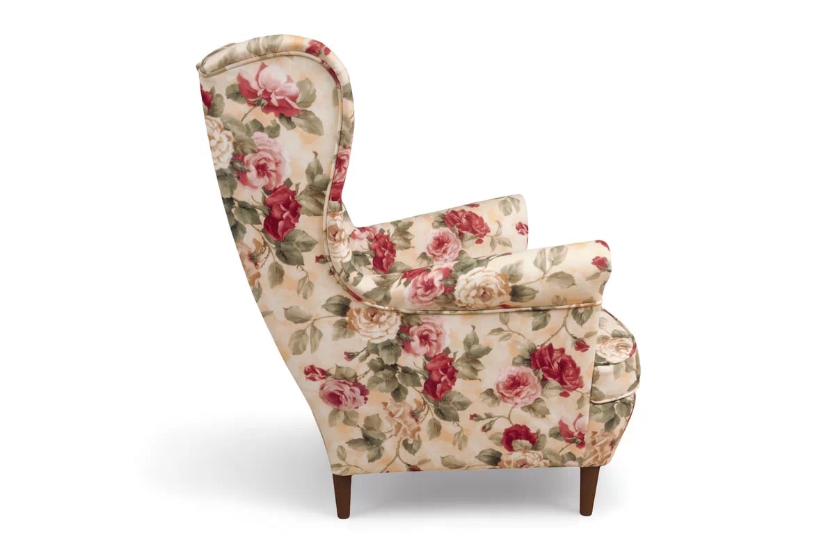 Kreslo Ušiak Vilano - látka drukowana kvetinový vzor Coral WM 82 / Nohy Venge Kreslo Ušiak Vilano - látka drukowana kvetinový vzor Coral WM 82 / Nohy Venge 