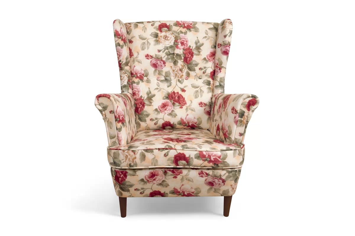 Kreslo Ušiak Vilano - látka drukowana kvetinový vzor Coral WM 82 / Nohy Venge Kreslo Ušiak Vilano - látka drukowana kvetinový vzor Coral WM 82 / Nohy Venge 