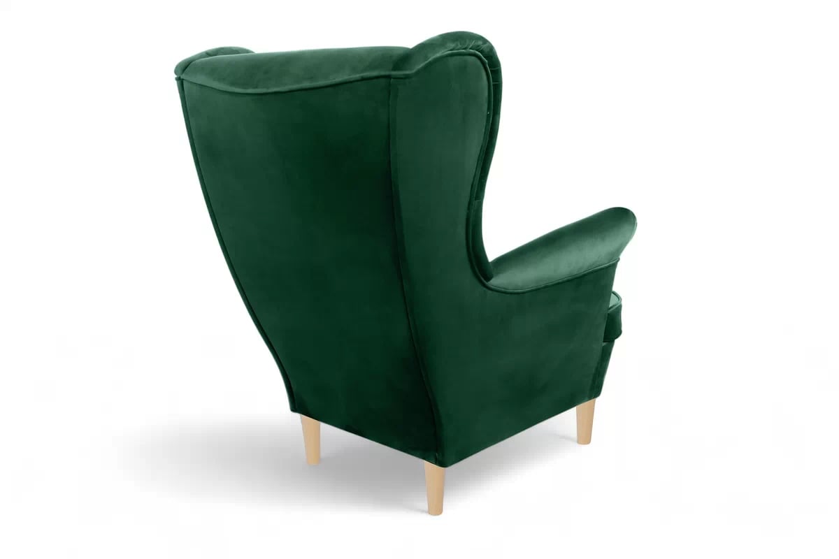Křeslo ušák Vilano - lahvově zelený samet Bluvel 78 / nohy buk Křeslo Ušák Vilano - samet w butelkowej zieleni Bluvel 78 / Nohy buk 
