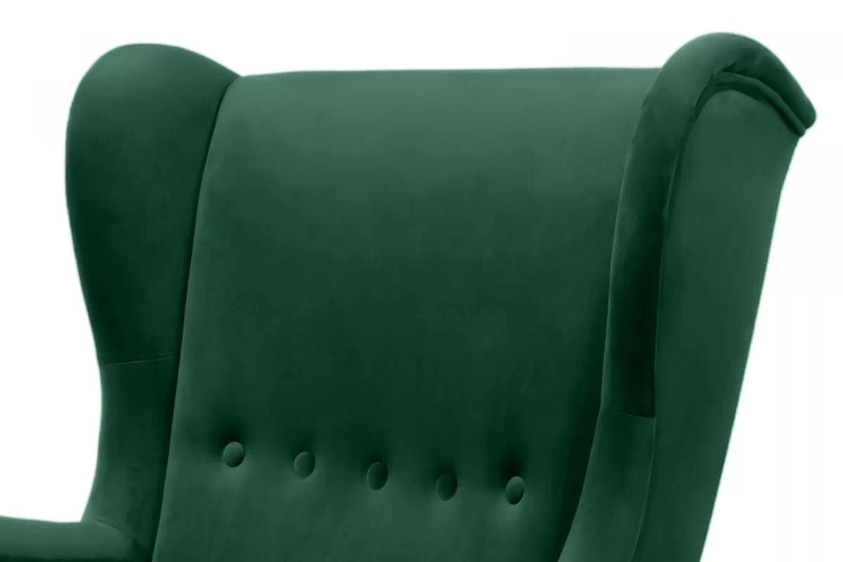 Křeslo ušák Vilano - lahvově zelená Bluvel 78 / nožky wenge Křeslo Ušák Vilano - samet w butelkowej zieleni Bluvel 78 / Nohy Venge 