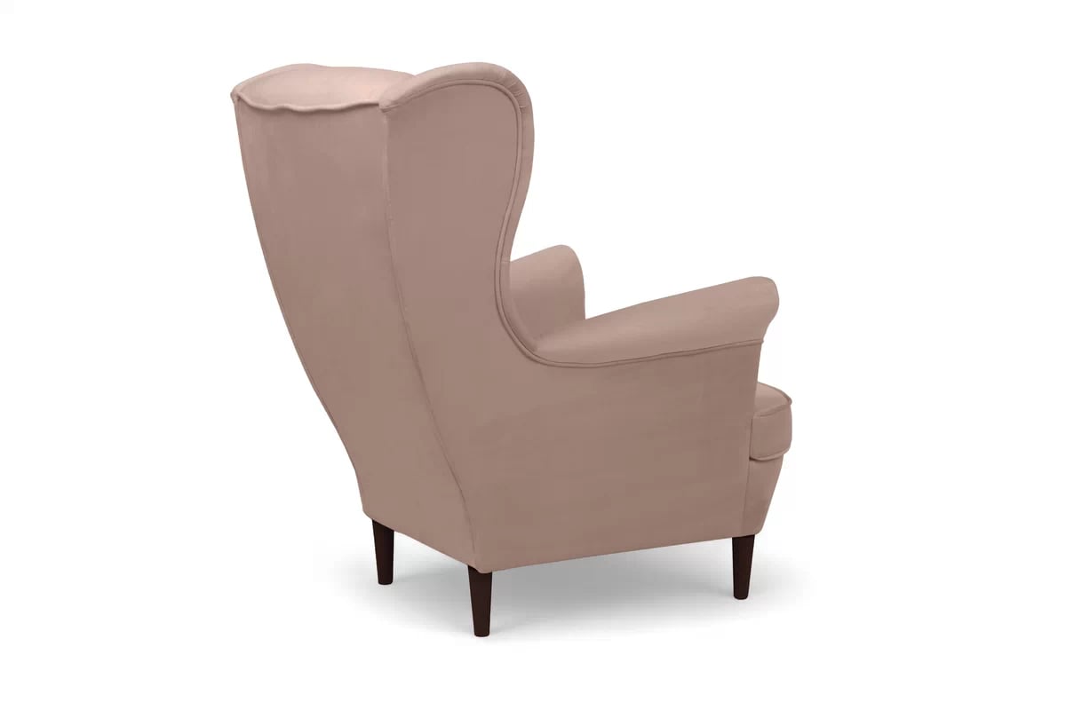 Křeslo ušák Vilano s podnožkou - růžový hydrofobní samet Matt Velvet 61 / nohy venge Křeslo Ušák Vilano z podnozkiem - Růžová samet hydrofobní  Matt Velvet 61 / Nohy Venge 