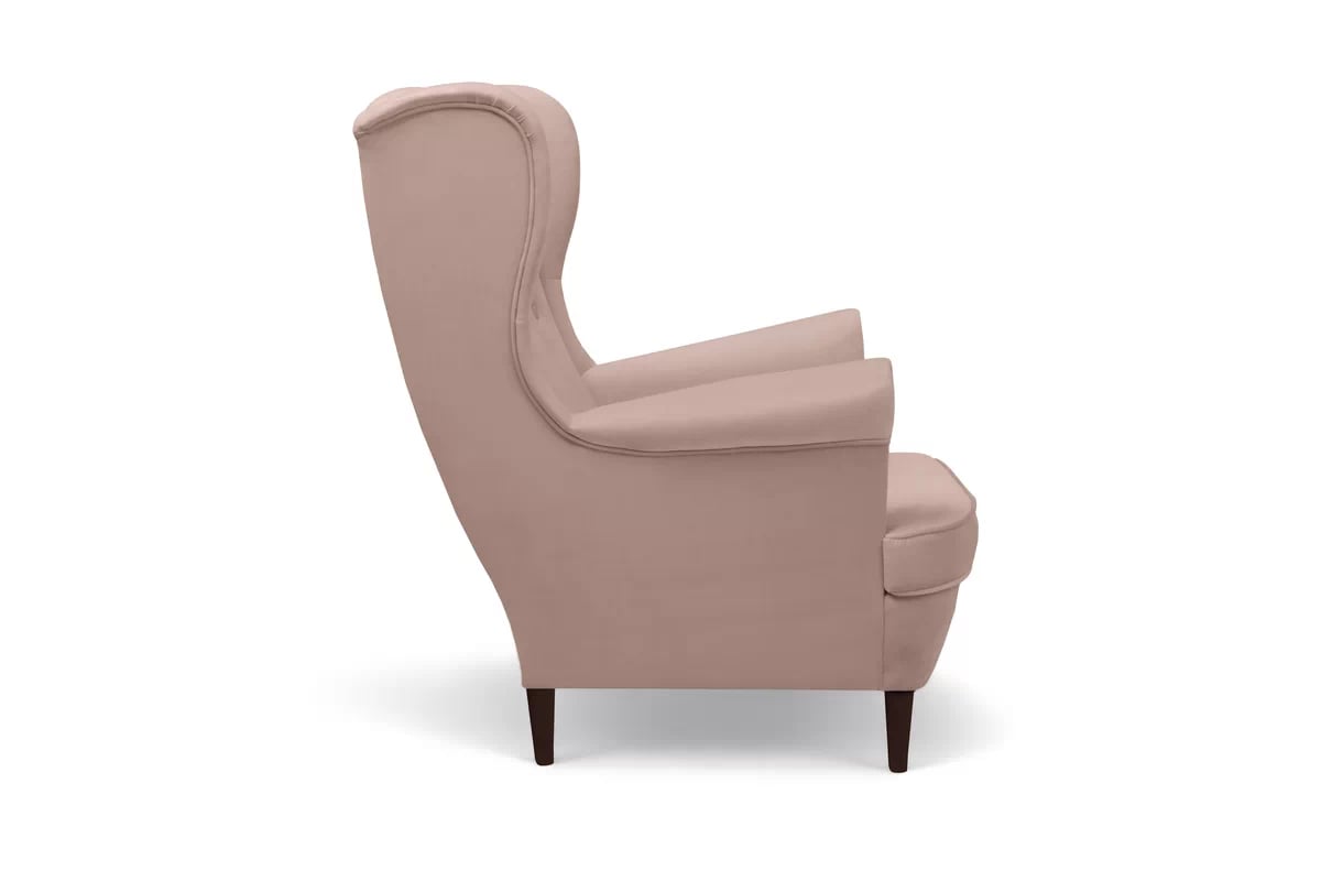 Křeslo ušák Vilano s podnožkou - růžový hydrofobní samet Matt Velvet 61 / nohy venge Křeslo Ušák Vilano z podnozkiem - Růžová samet hydrofobní  Matt Velvet 61 / Nohy Venge 