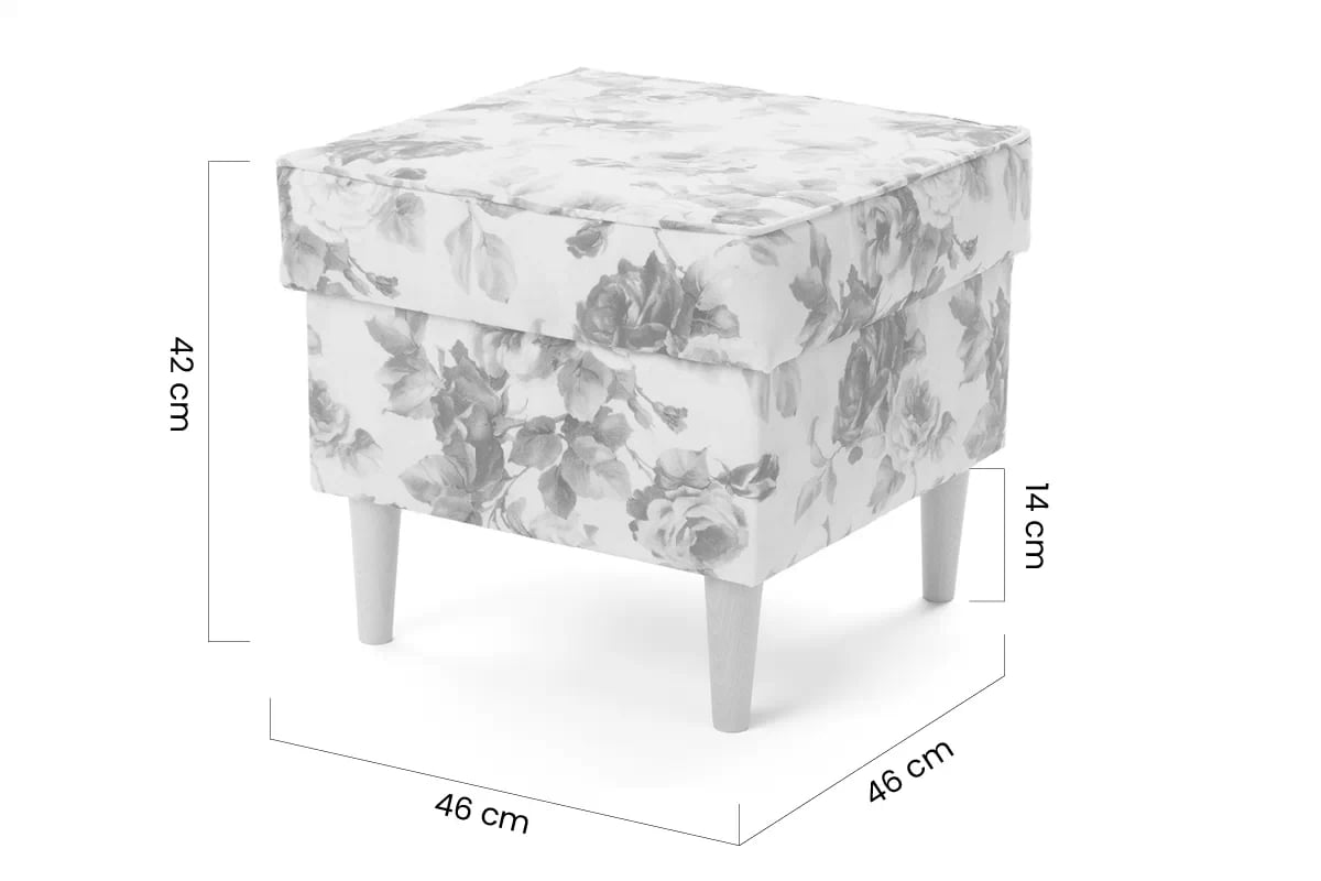 Kreslo Ušiak Vilano s taburetkou - kvetinový vzor Coral Wm-82 / drevené nožičky Kreslo Ušiak Vilano z podnozkiem - látka drukowana kvetinový vzor Coral Wm-82 