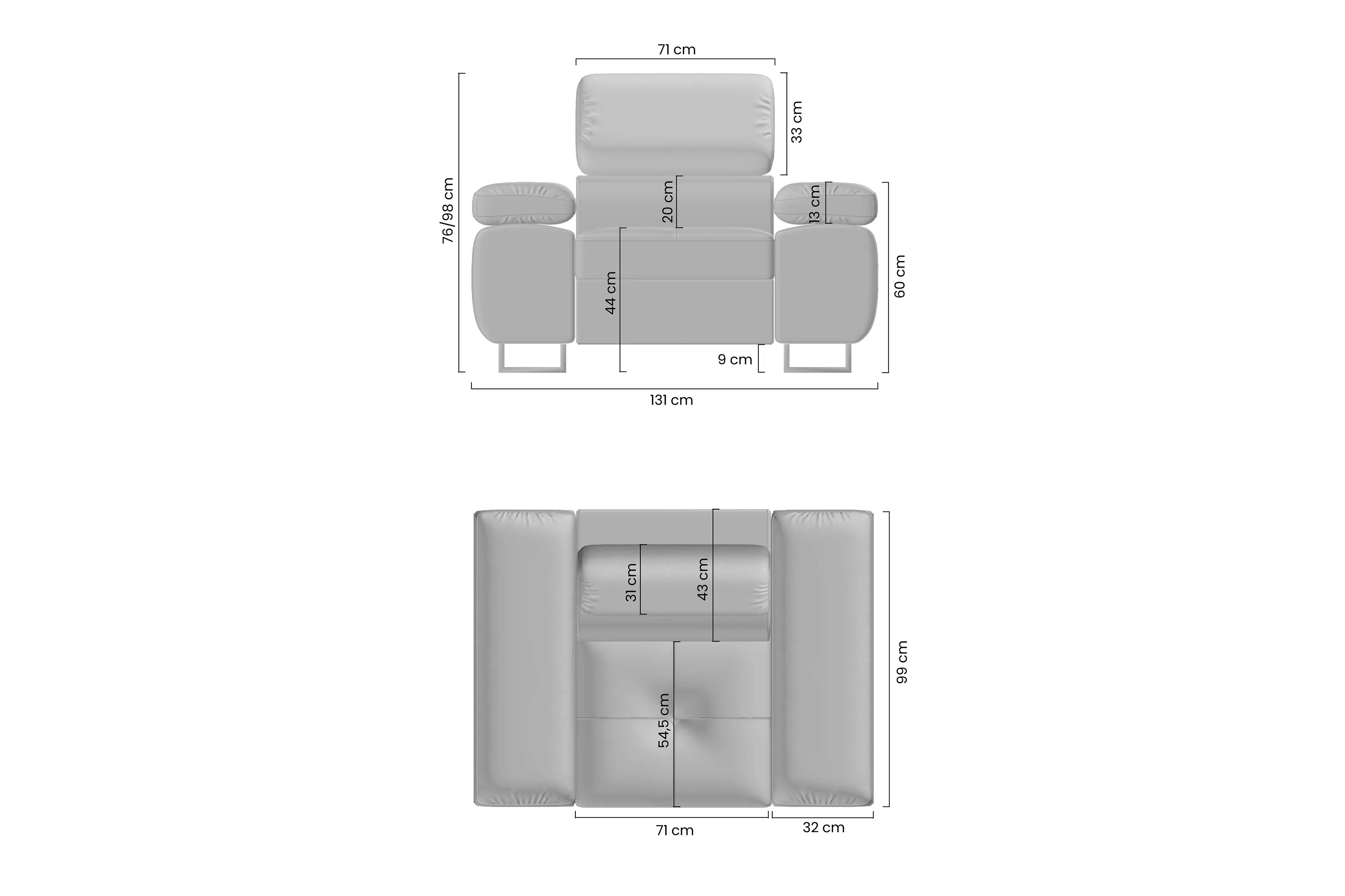 Kreslo Annabelle s nastaviteľnou opierkou hlavy - čierne nožičky Kreslo odpočinkové Annabelle z regulowanym zaglowkiem - nožičky čierny
