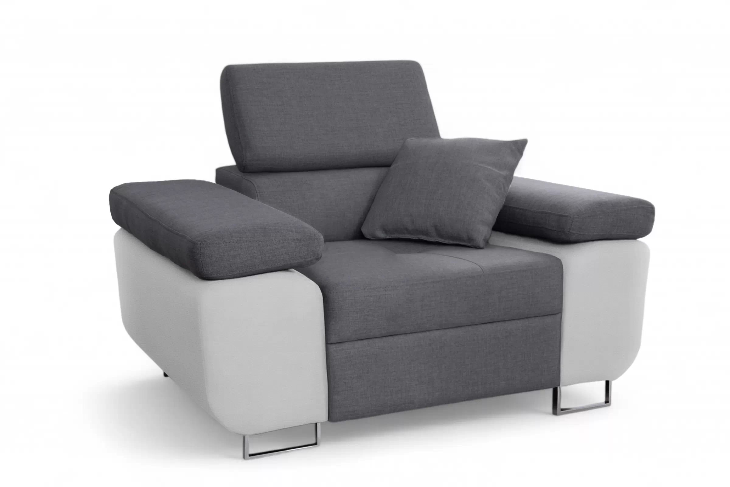 Kreslo Annabelle s nastaviteľnou opierkou hlavy - šedá pletená látka Sawana 5 / Soft 17 - Limitovaná ponuka Kreslo odpočinkové Annabelle z regulowanym zaglowkiem - šedá plecionka Sawana 5 / Soft 17