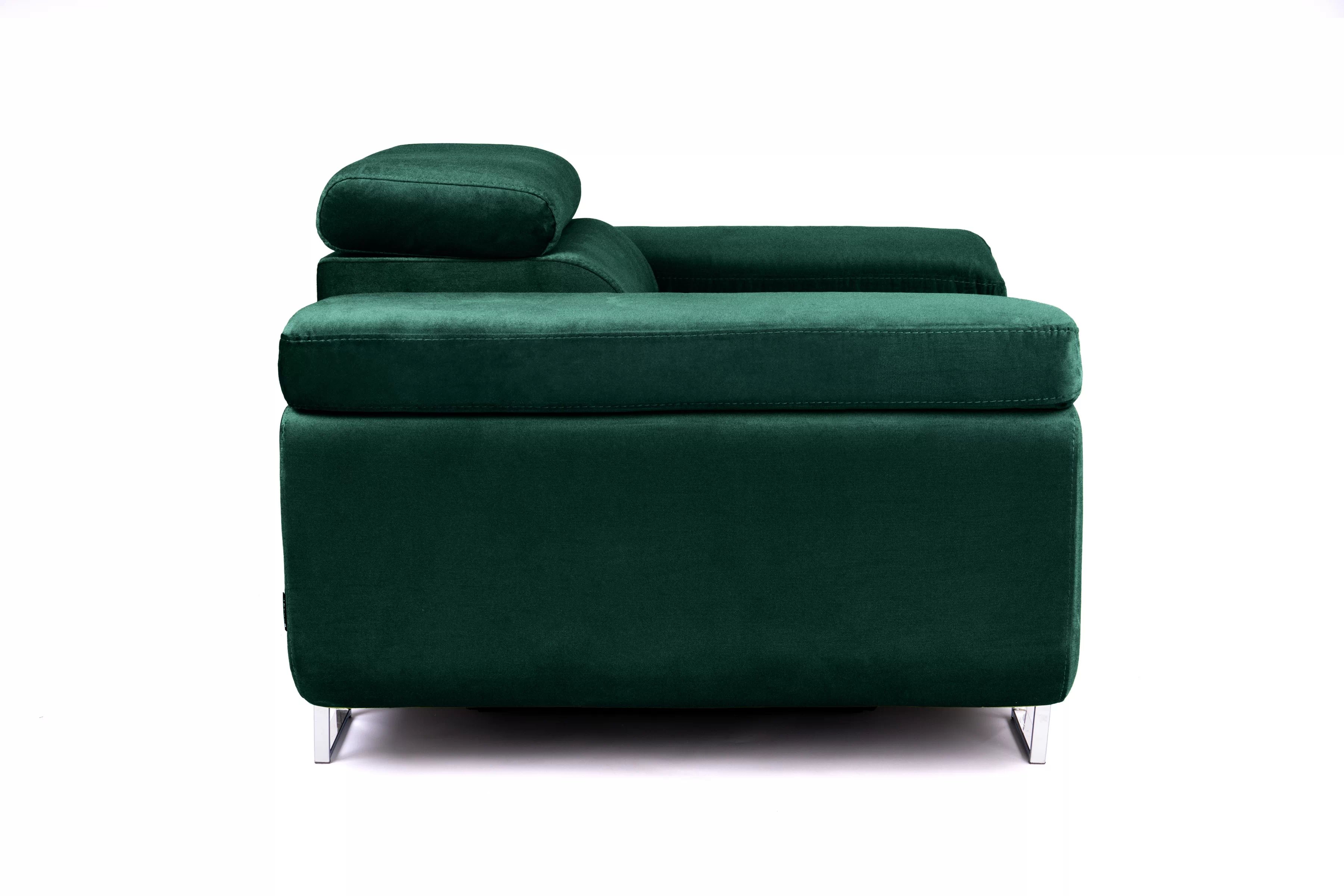 Relaxační křeslo Annabelle s nastavitelnou opěrkou hlavy - zelený samet Kronos 19 Křeslo čalouněná Annabelle z regulowanym zaglowkiem - zelená welwet Kronos 19