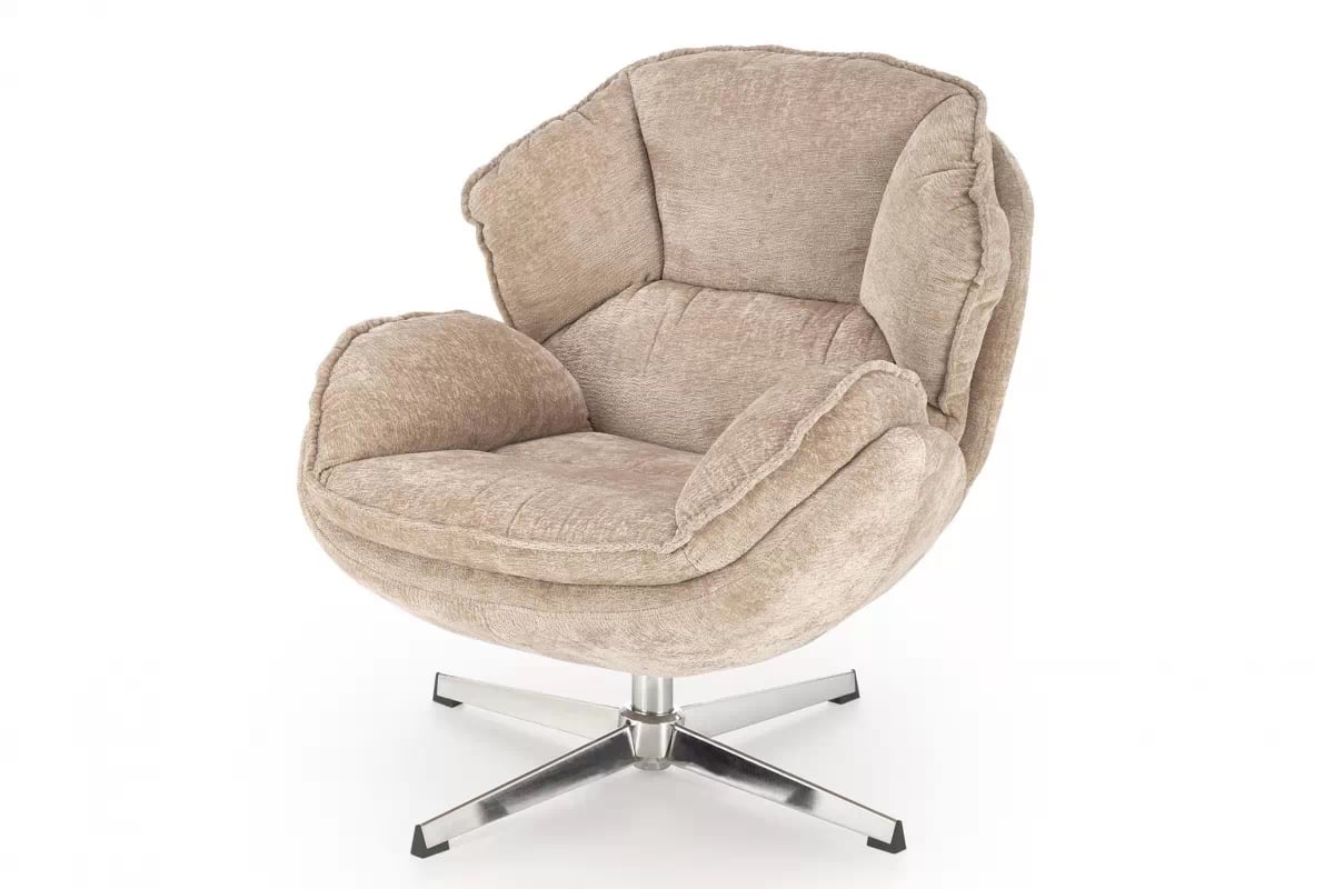 Relaxačné kreslo Odilo - béžová / chróm Kreslo odpočinkové Guido otočna - béžový / Chrom