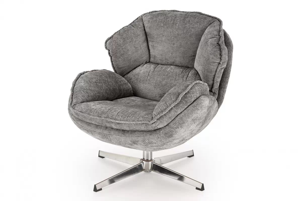 Otočné relaxačné kreslo Odilo - sivá / chróm Kreslo odpočinkové Guido otočna - Popolový / Chrom