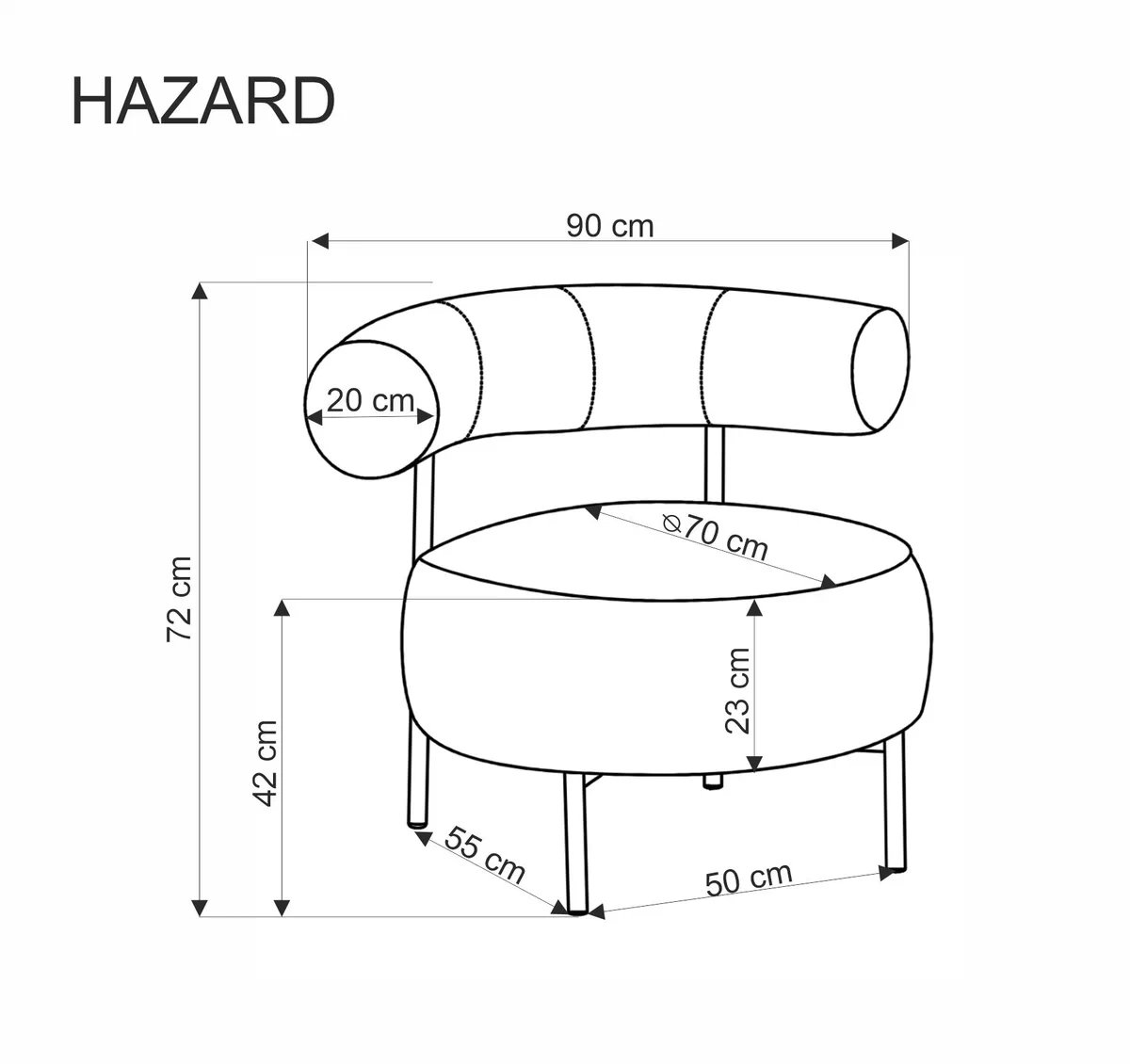 Křeslo Hazard - béžová Haga 30 / černé nožky Křeslo čalouněná hazard - šenil béžová haga 30 / černá Nohy 