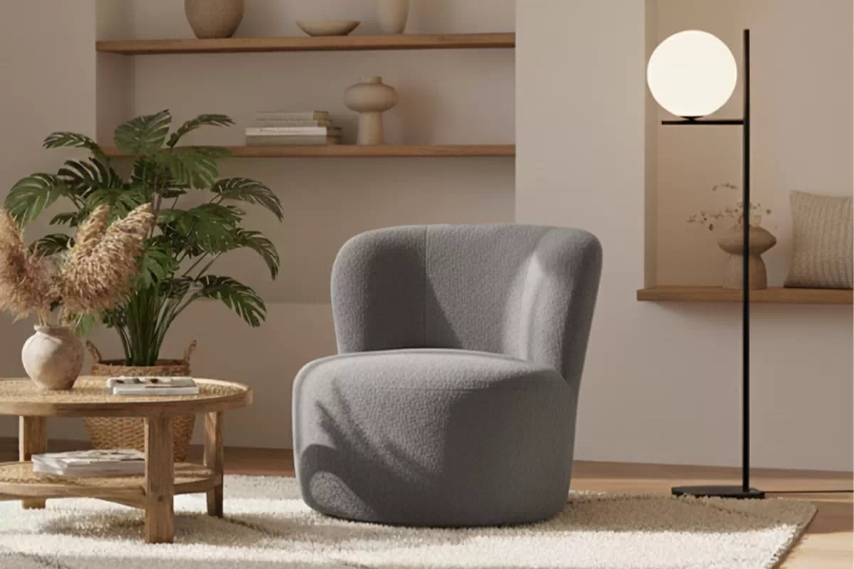 Odpočinkové křeslo Hygga - šedá bouclé Catch Me 24 Křeslo čalouněná Hygga - šedá boucle Catch Me 24