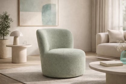 Dizajnové otočné kreslo Hygga - zelené buklé Catch Me 13 Kreslo odpočinkové Hygga otočna - zelená boucle Catch Me 13