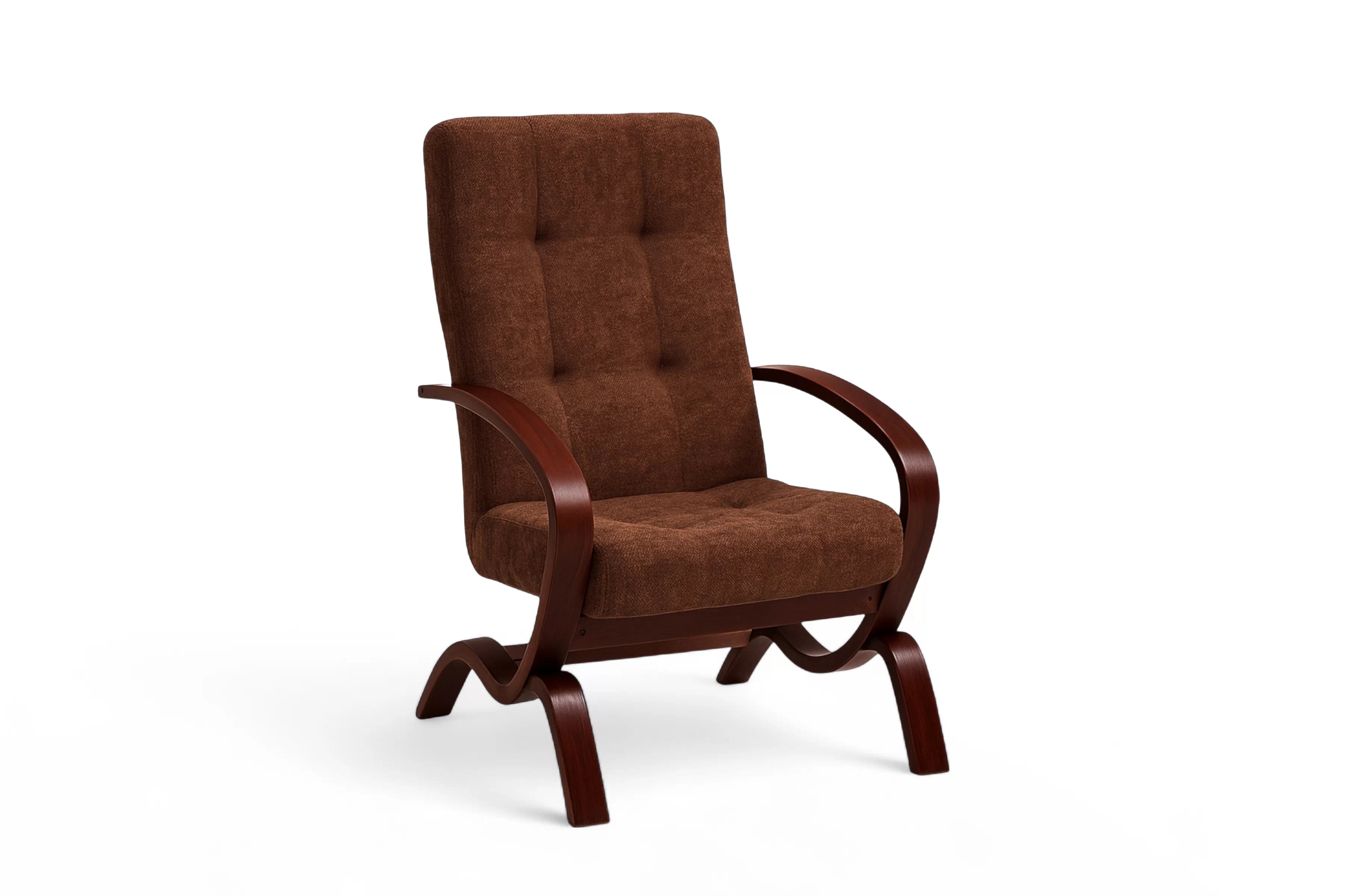 Oddychové kreslo Inka V - hnedý výplet Rosario 472 / tmavý jabloň Kreslo odpočinkové Inka V - Hnedá plecionka Rosario 472 / tmavá Jabloň