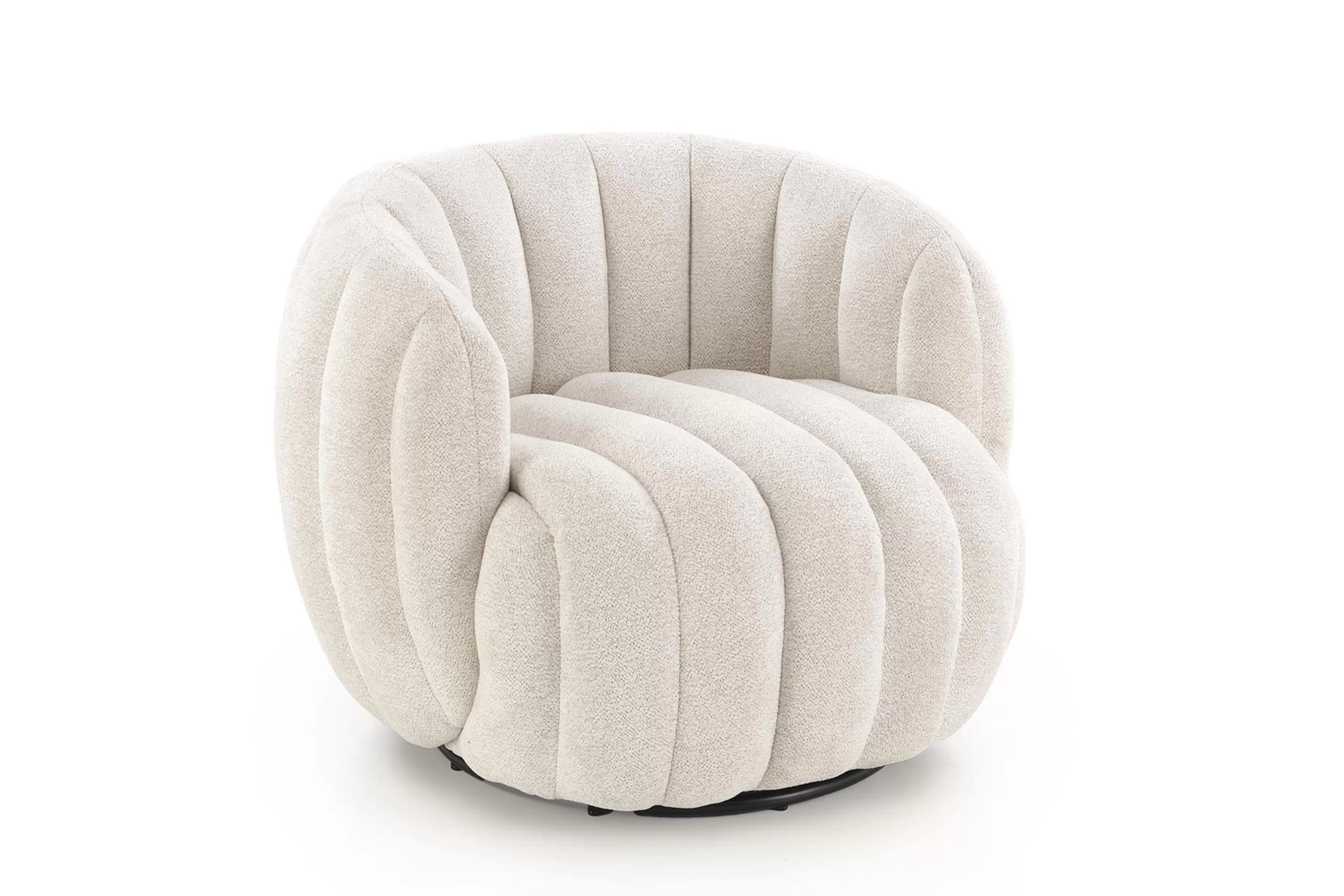 Relaxační otočné křeslo Lenis - béžový boucle Raven 22 Křeslo čalouněná Lenis obrotowy - kremowa boucle Raven 22