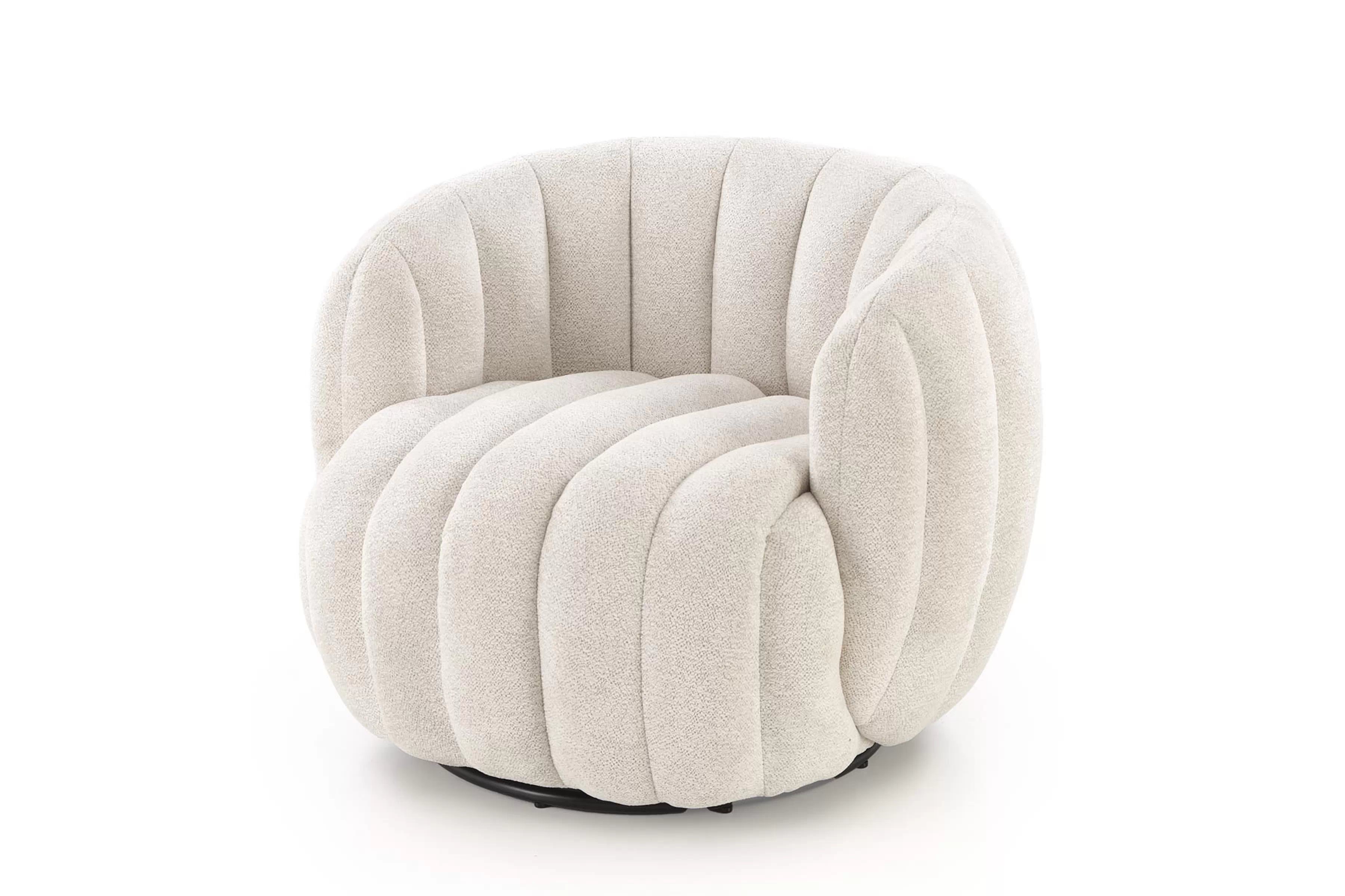 Relaxační otočné křeslo Lenis - béžový boucle Raven 22 Křeslo čalouněná Lenis obrotowy - kremowa boucle Raven 22