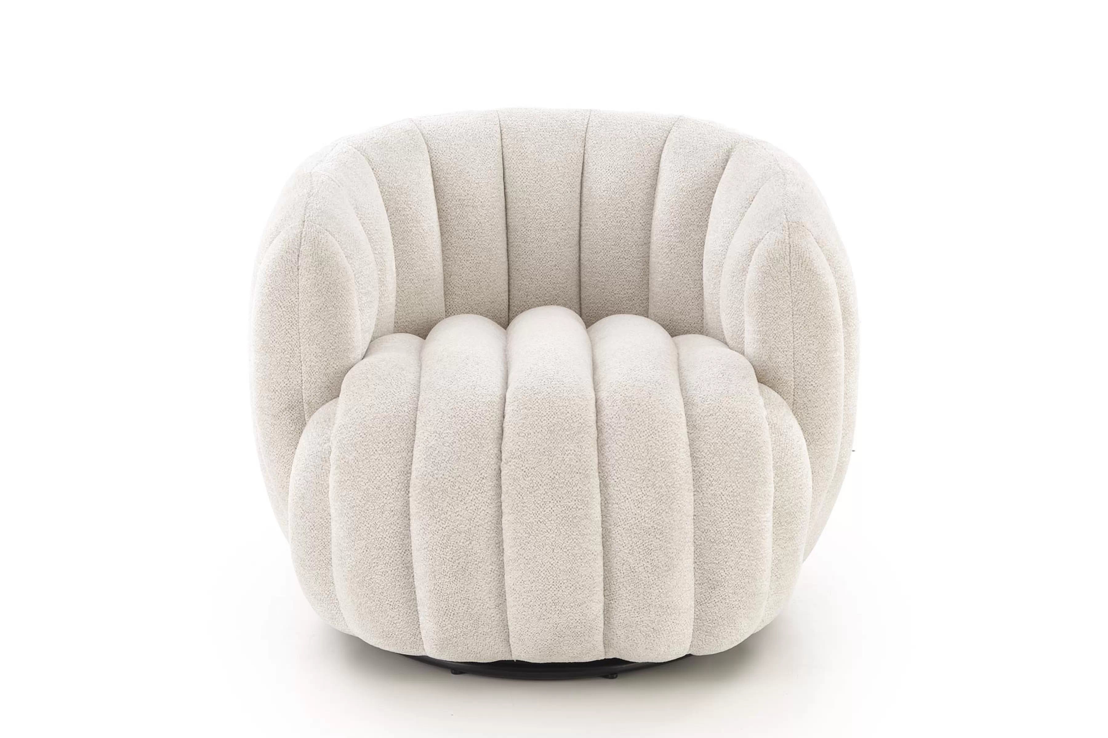 Relaxační otočné křeslo Lenis - béžový boucle Raven 22 Křeslo čalouněná Lenis obrotowy - kremowa boucle Raven 22