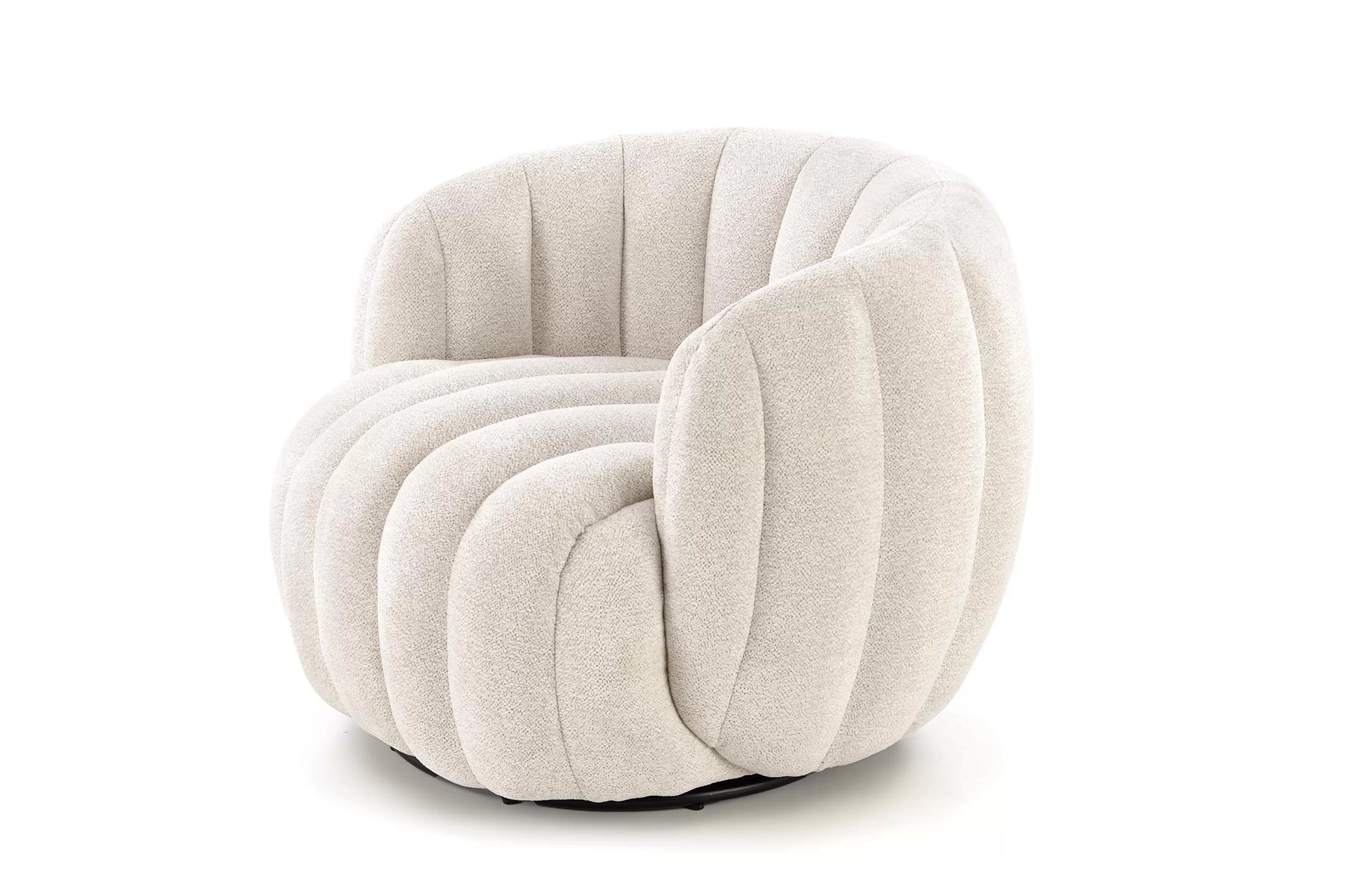 Relaxační otočné křeslo Lenis - béžový boucle Raven 22 Křeslo čalouněná Lenis obrotowy - kremowa boucle Raven 22