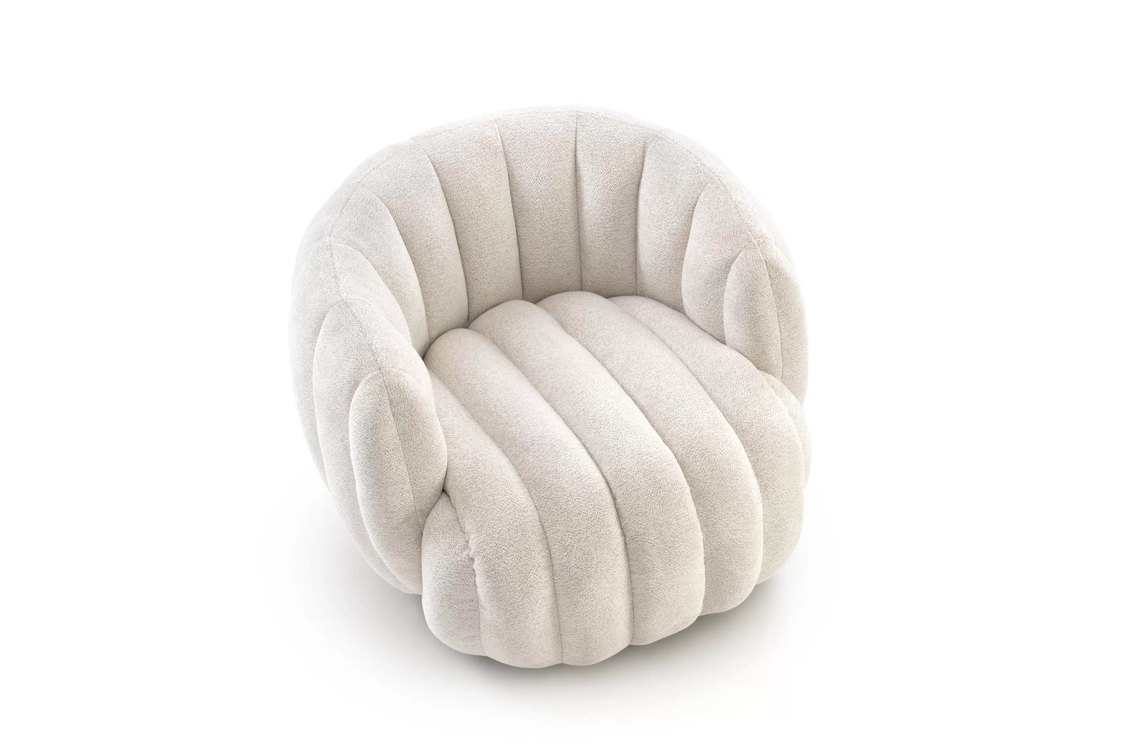 Relaxační otočné křeslo Lenis - béžový boucle Raven 22 Křeslo čalouněná Lenis obrotowy - kremowa boucle Raven 22