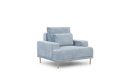 Relaxačné kreslo Nicole do obývačky - modrý šenil Miu 2051 / zlaté nohy