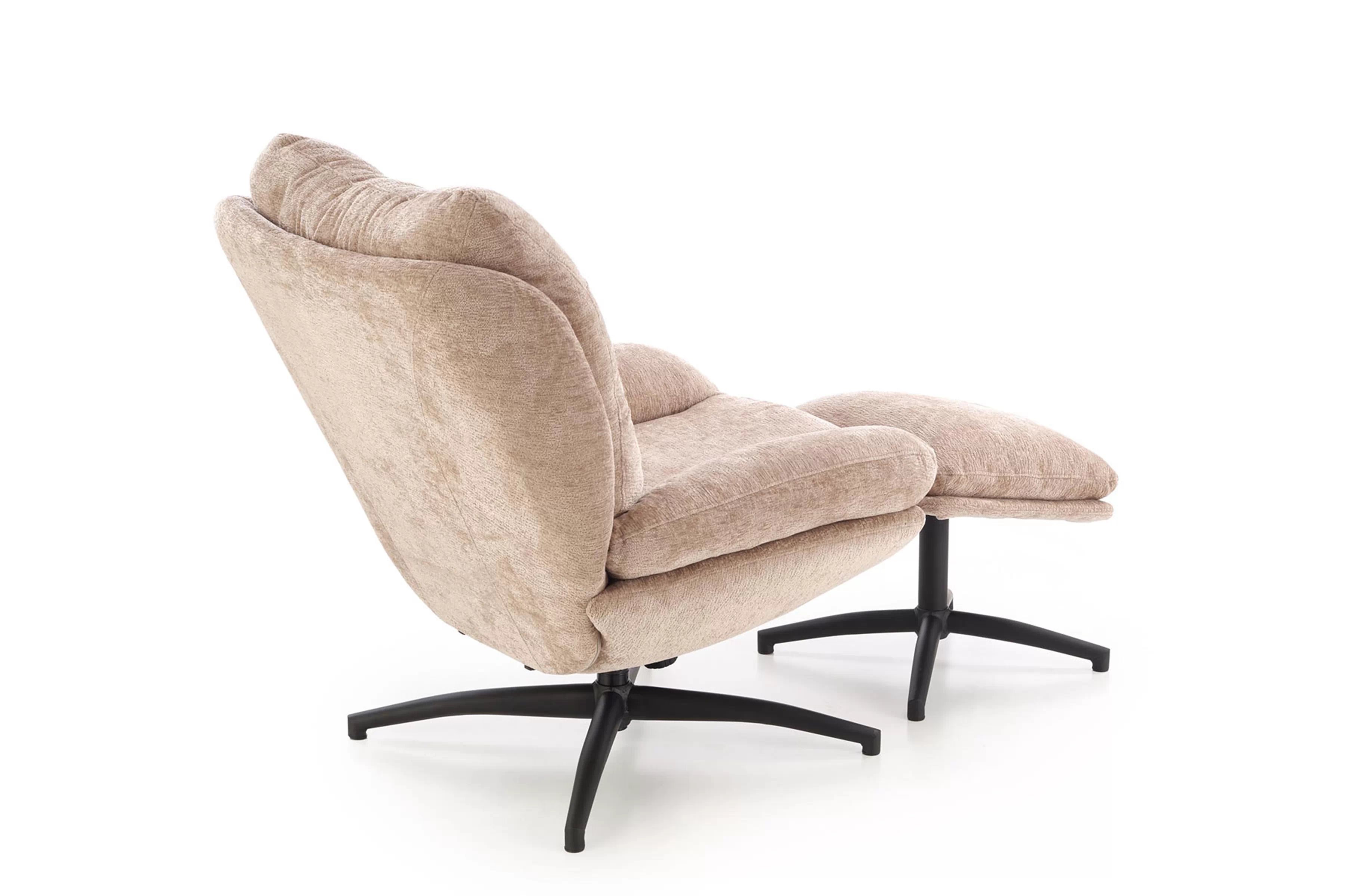 Otočný relaxačný fotel Opunio s podnožkou - béžová textília Kreslo odpočinkové Opunio otočna z podnozkiem - Béžová dzianina