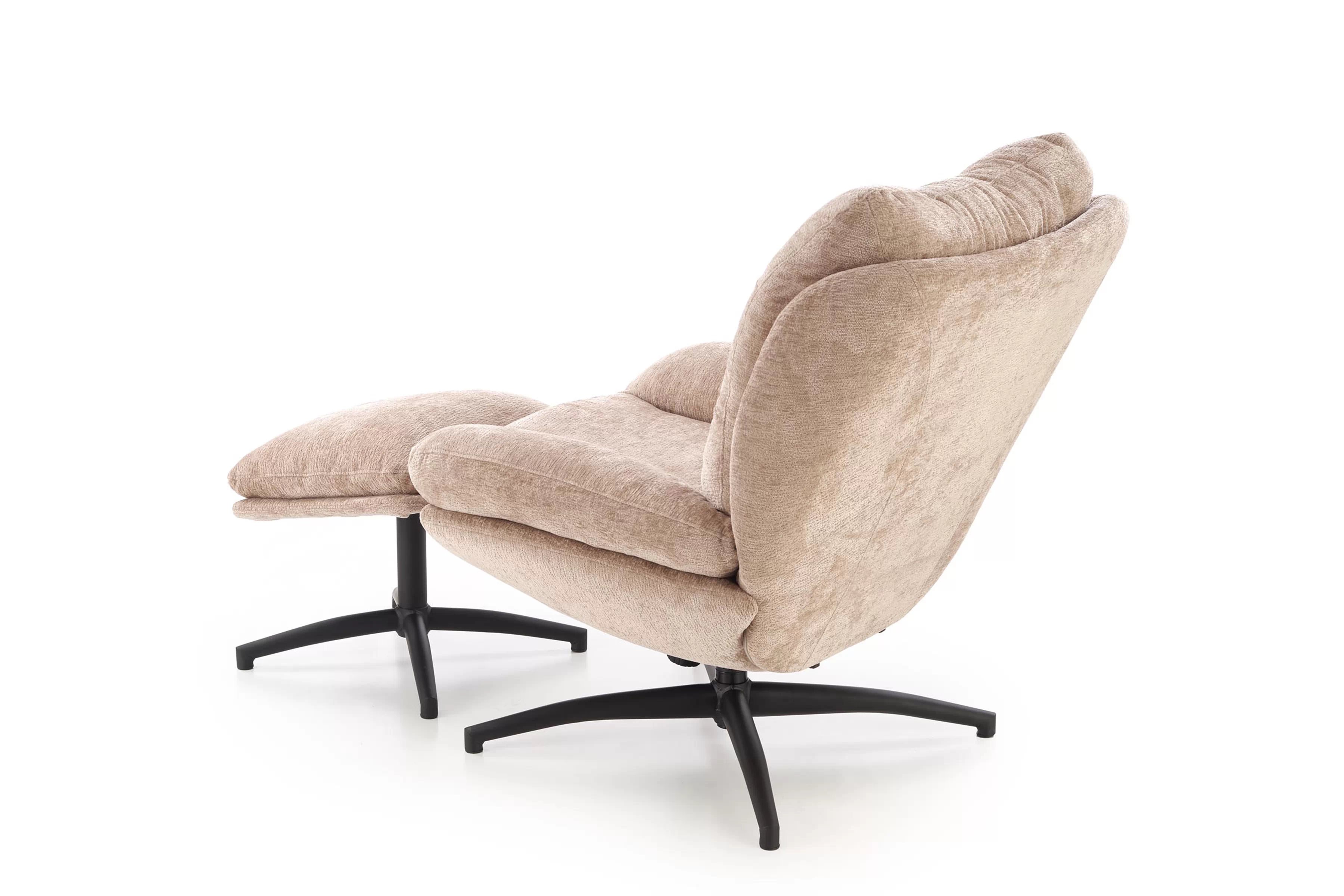 Otočný relaxačný fotel Opunio s podnožkou - béžová textília Kreslo odpočinkové Opunio otočna z podnozkiem - Béžová dzianina