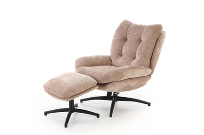 Otočný relaxačný fotel Opunio s podnožkou - béžová textília Kreslo odpočinkové Opunio otočna z podnozkiem - Béžová dzianina