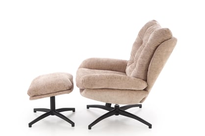 Otočný relaxačný fotel Opunio s podnožkou - béžová textília Kreslo odpočinkové Opunio otočna z podnozkiem - Béžová dzianina