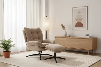 Otočný relaxačný fotel Opunio s podnožkou - béžová textília Kreslo odpočinkové Opunio otočna z podnozkiem - Béžová dzianina