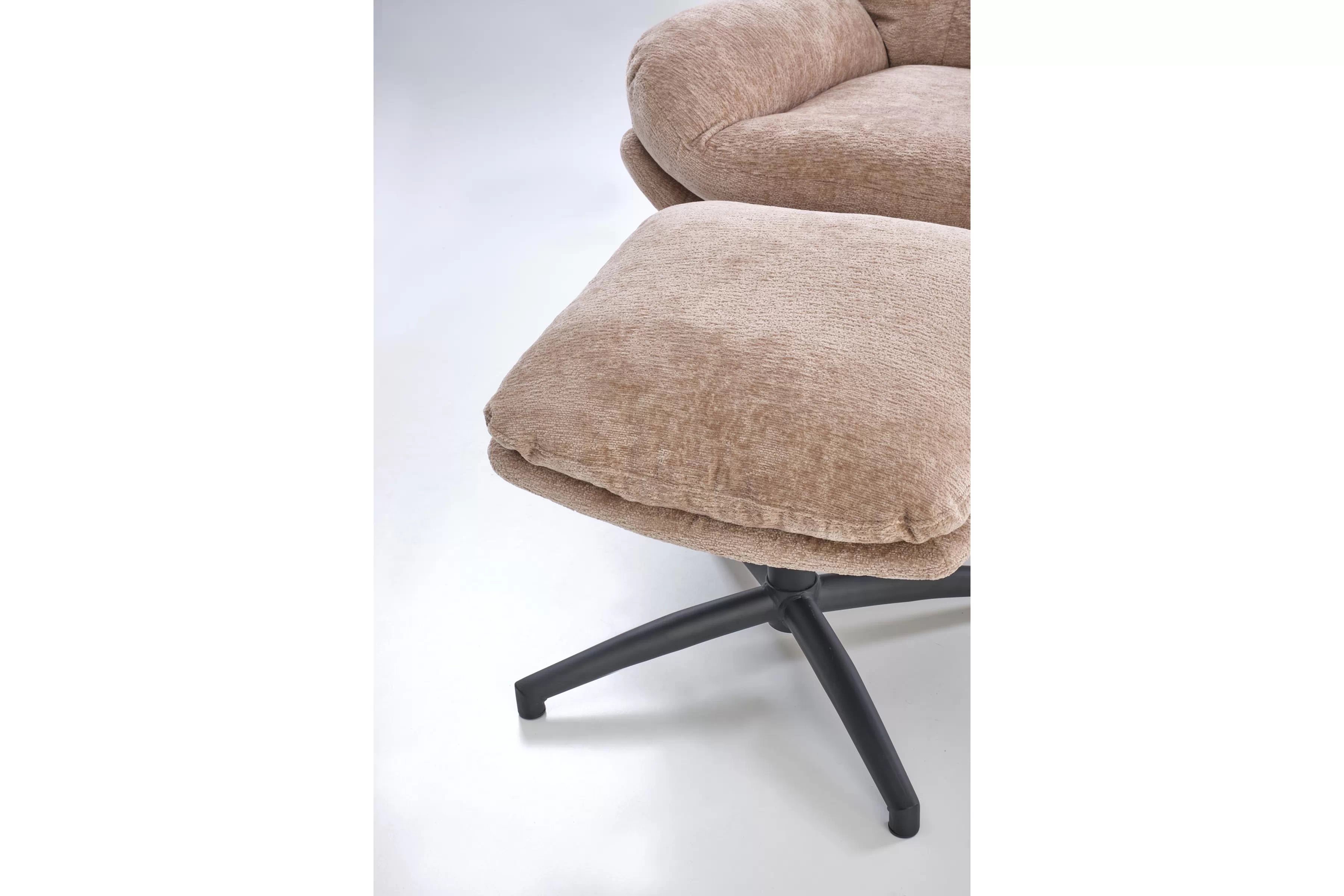 Otočný relaxačný fotel Opunio s podnožkou - béžová textília Kreslo odpočinkové Opunio otočna z podnozkiem - Béžová dzianina