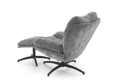 Hojdacie kreslo Opunio otočné s podnožkou - sivá tkanina Kreslo odpočinkové Opunio otočna z podnozkiem - šedá dzianina