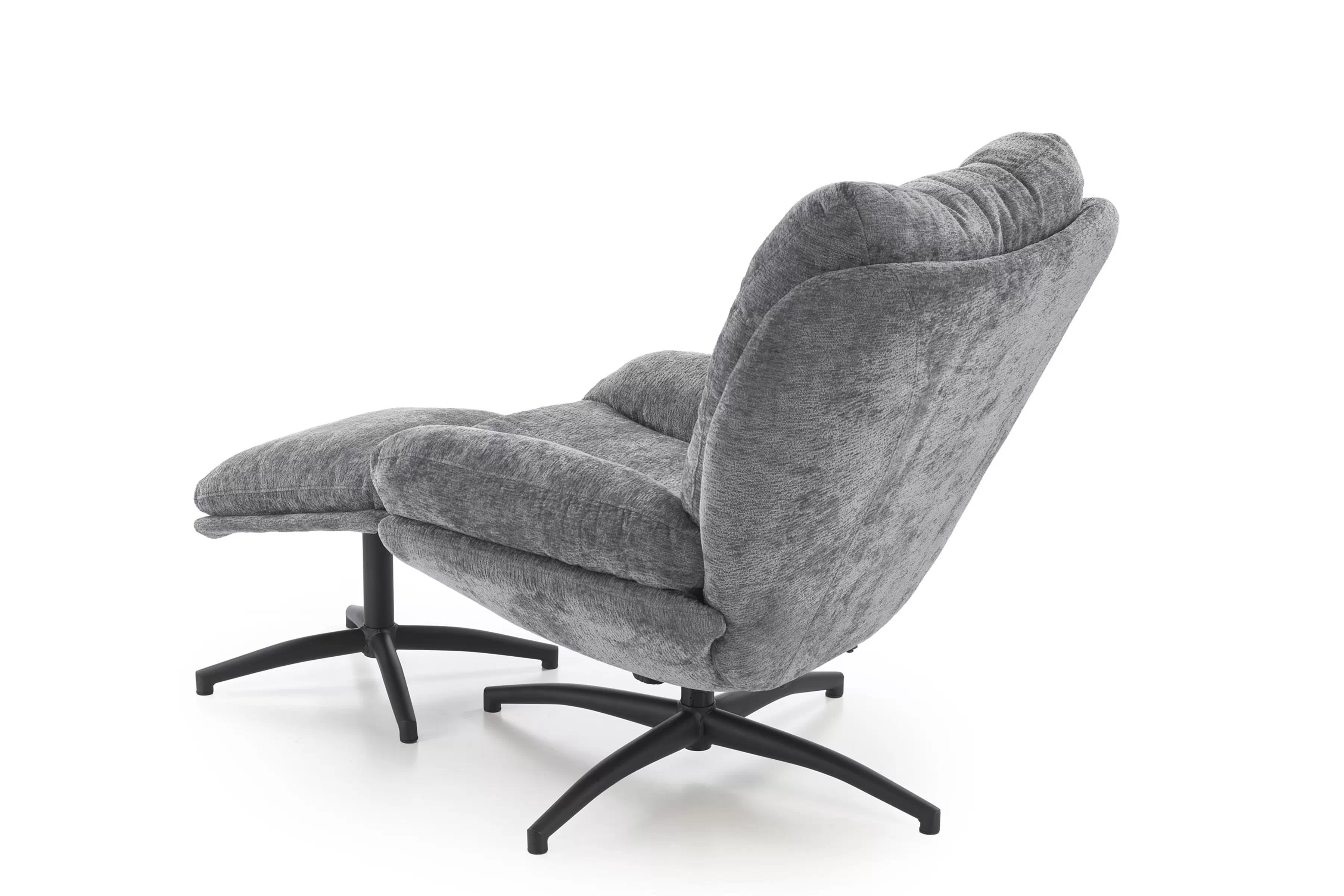 Hojdacie kreslo Opunio otočné s podnožkou - sivá tkanina Kreslo odpočinkové Opunio otočna z podnozkiem - šedá dzianina