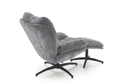 Hojdacie kreslo Opunio otočné s podnožkou - sivá tkanina Kreslo odpočinkové Opunio otočna z podnozkiem - šedá dzianina