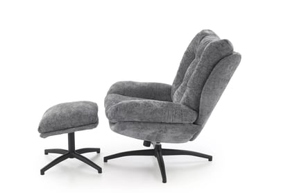 Hojdacie kreslo Opunio otočné s podnožkou - sivá tkanina Kreslo odpočinkové Opunio otočna z podnozkiem - šedá dzianina