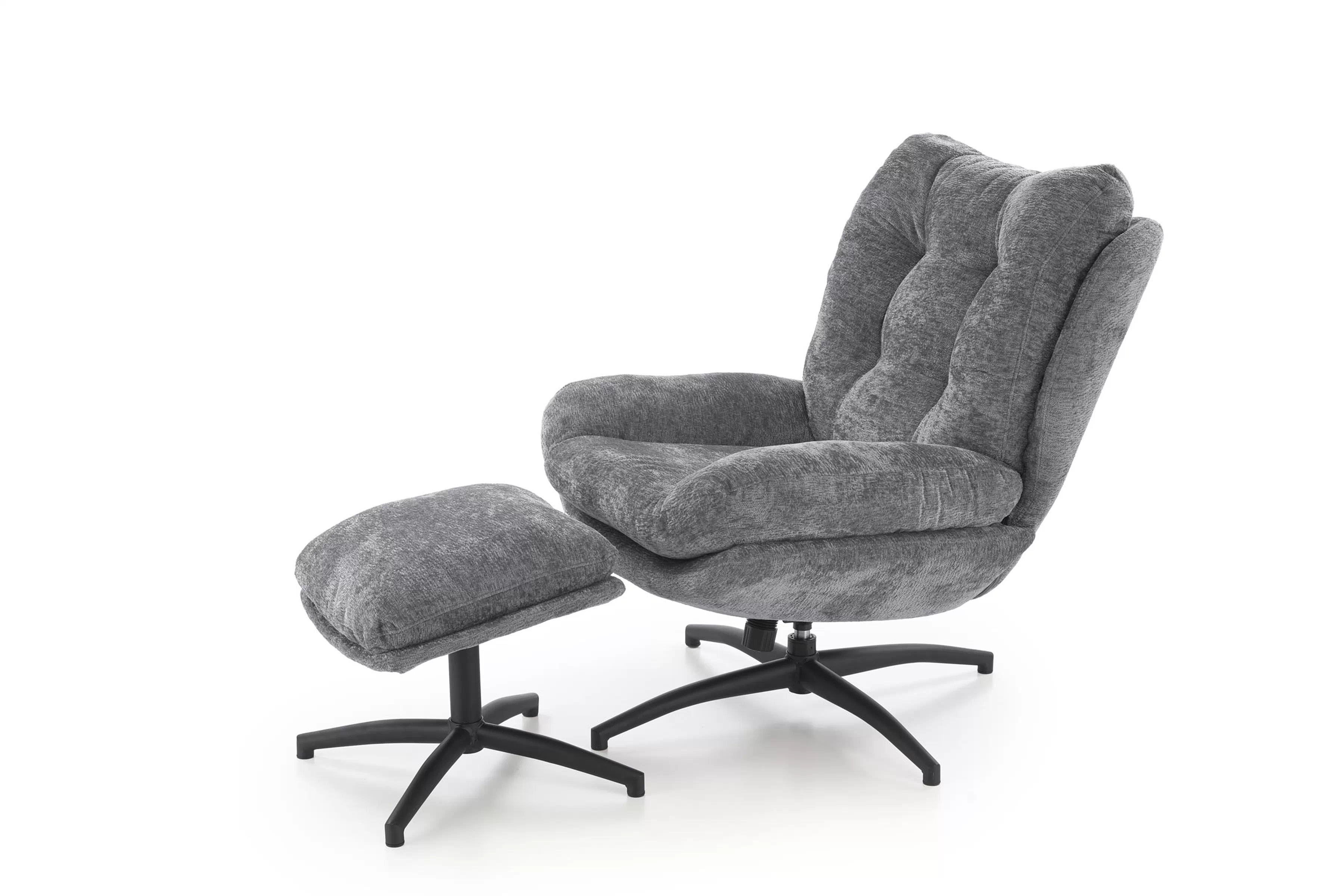 Hojdacie kreslo Opunio otočné s podnožkou - sivá tkanina Kreslo odpočinkové Opunio otočna z podnozkiem - šedá dzianina