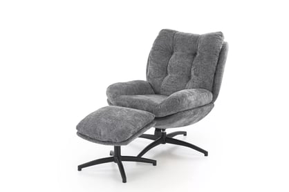 Hojdacie kreslo Opunio otočné s podnožkou - sivá tkanina Kreslo odpočinkové Opunio otočna z podnozkiem - šedá dzianina