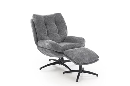 Hojdacie kreslo Opunio otočné s podnožkou - sivá tkanina