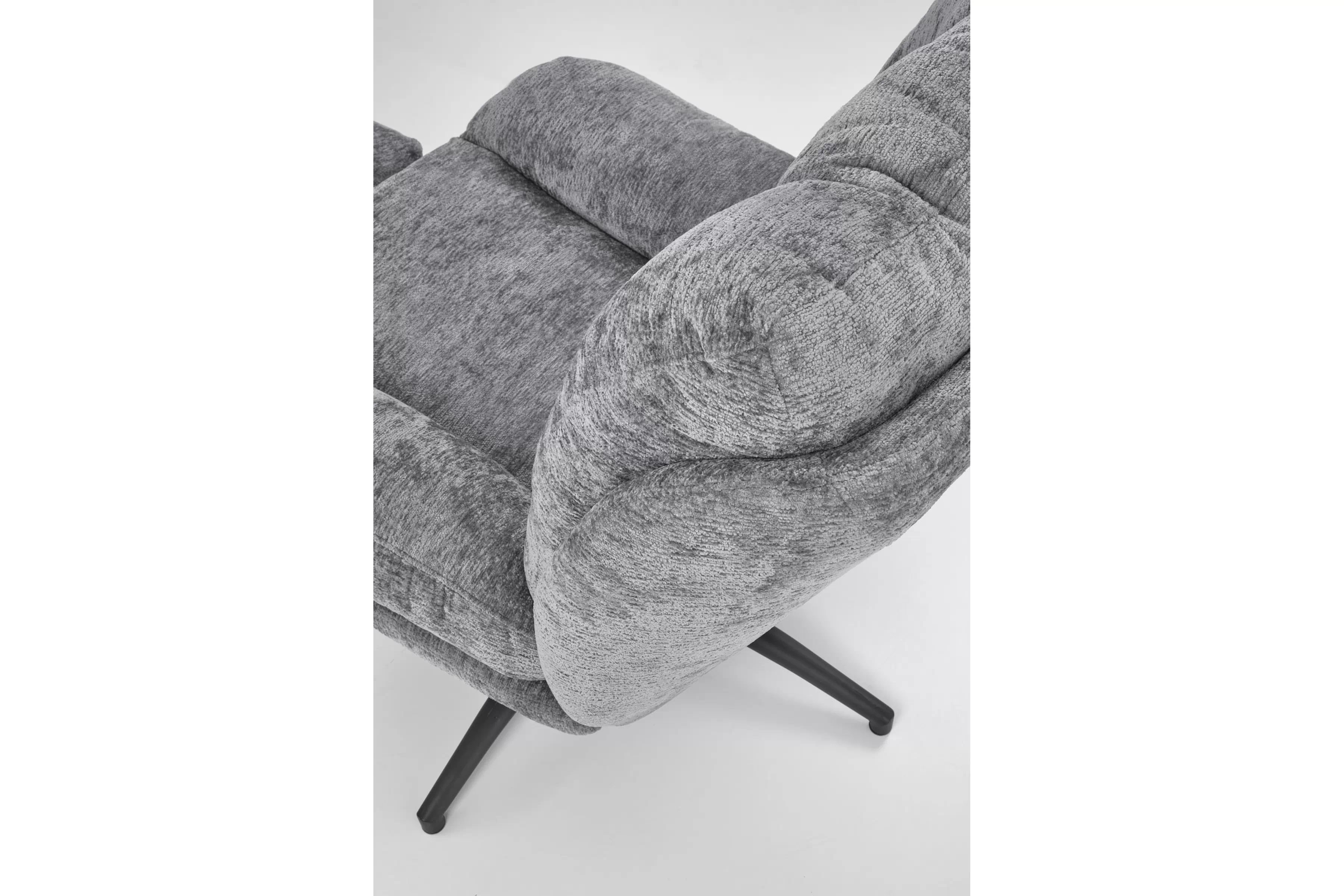 Hojdacie kreslo Opunio otočné s podnožkou - sivá tkanina Kreslo odpočinkové Opunio otočna z podnozkiem - šedá dzianina