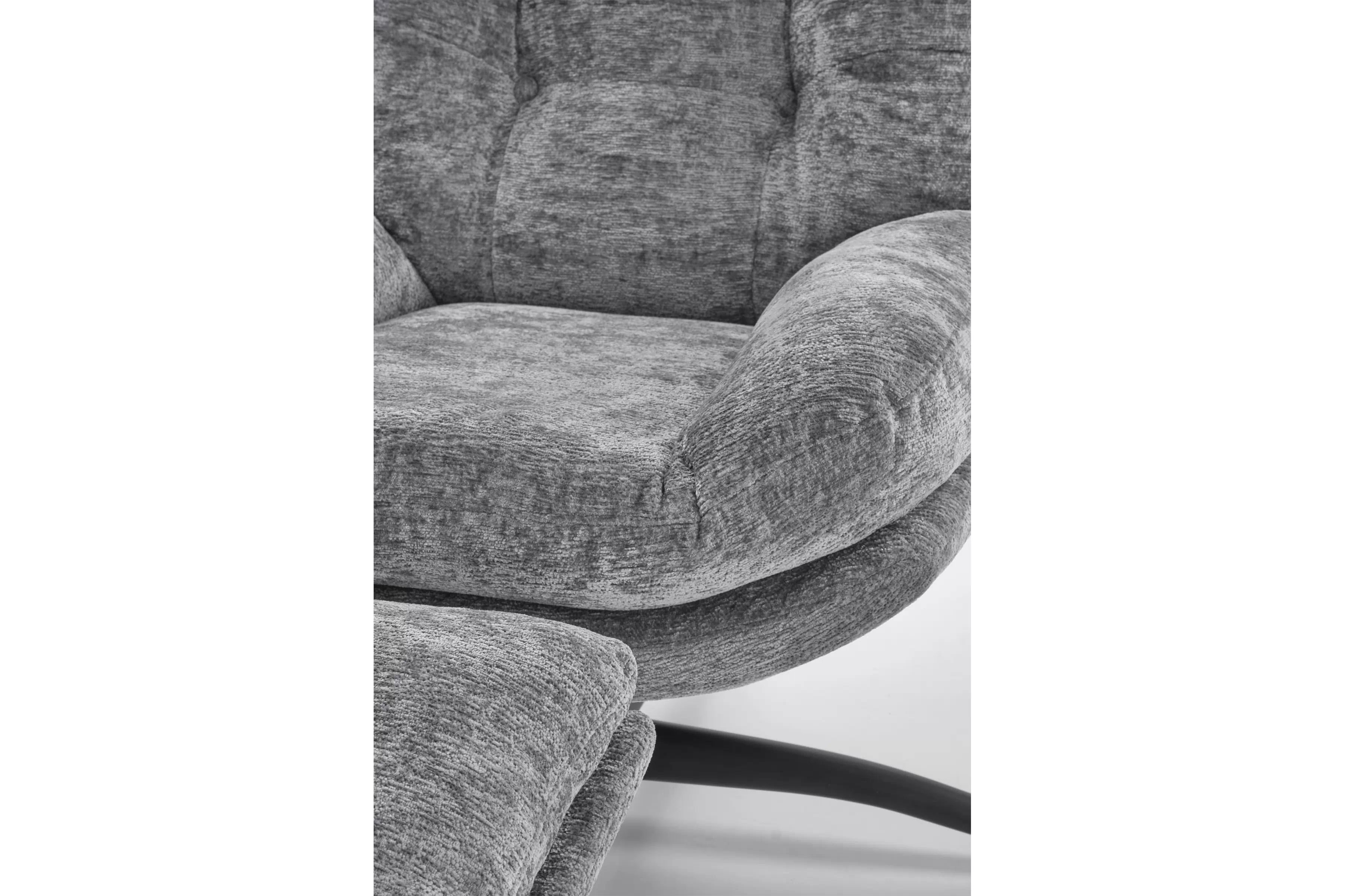 Hojdacie kreslo Opunio otočné s podnožkou - sivá tkanina Kreslo odpočinkové Opunio otočna z podnozkiem - šedá dzianina