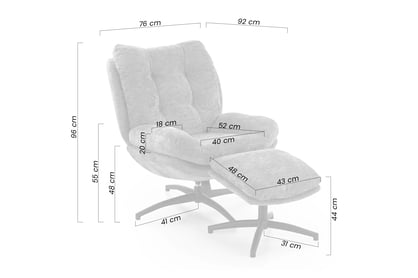 Hojdacie kreslo Opunio otočné s podnožkou - sivá tkanina Kreslo odpočinkové Opunio otočna z podnozkiem - šedá dzianina