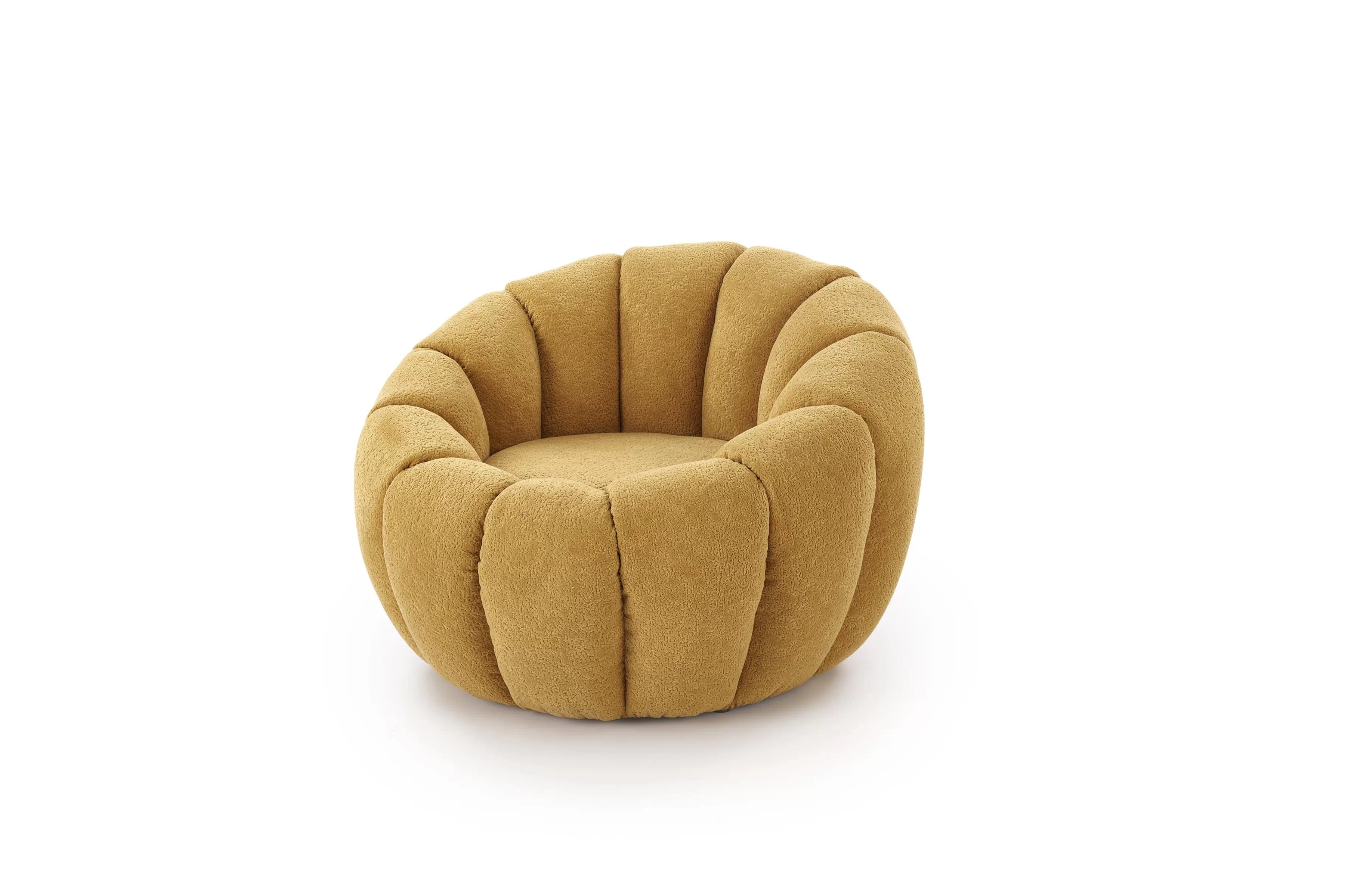 Čalouněné křeslo Pares - hořčicová boucle Křeslo čalouněná Pares - boucle hořčice 