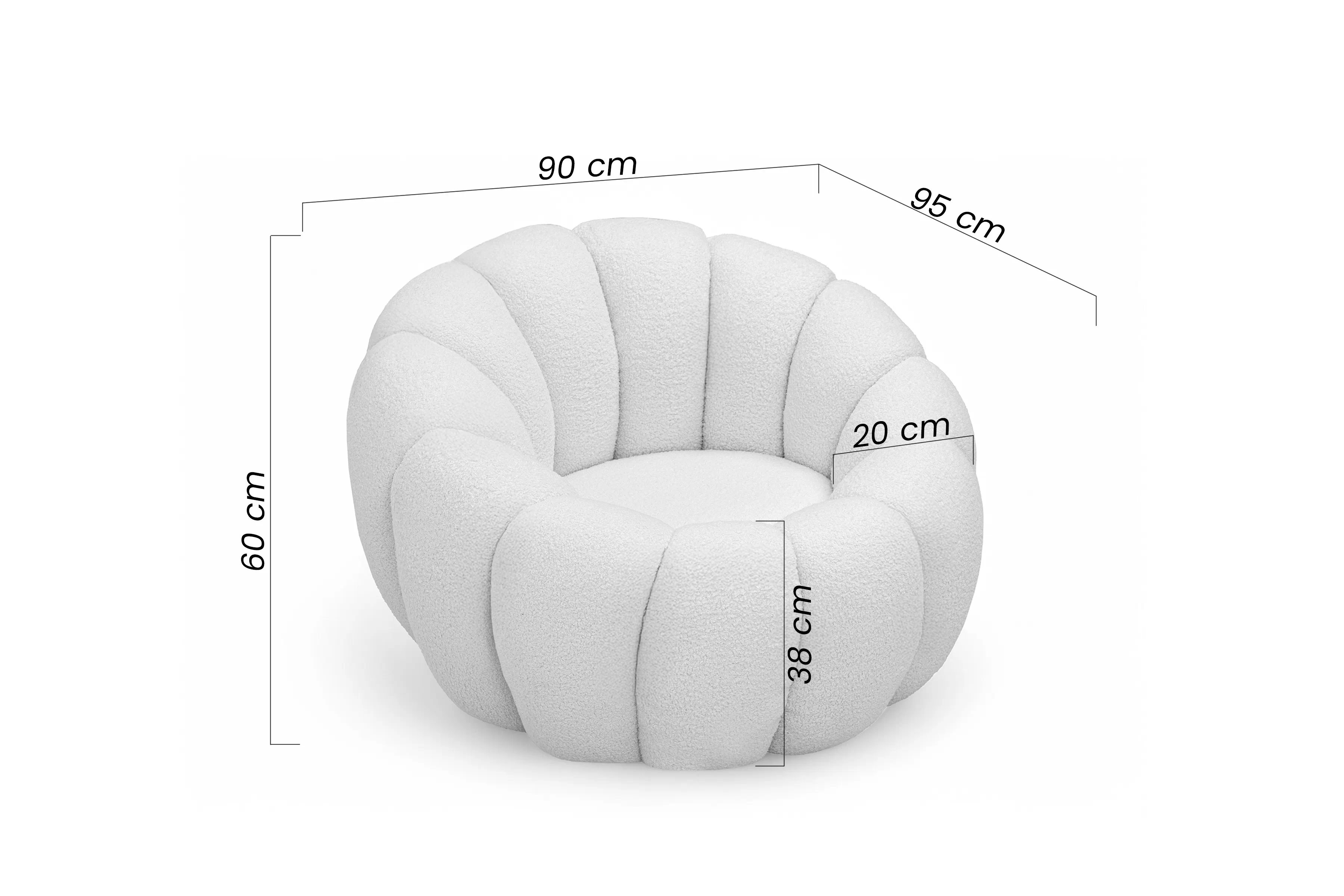 Křeslo Pares - krémová bouclé Lambi 1 Křeslo čalouněná Pares - Krémový boucle Lambi 1 