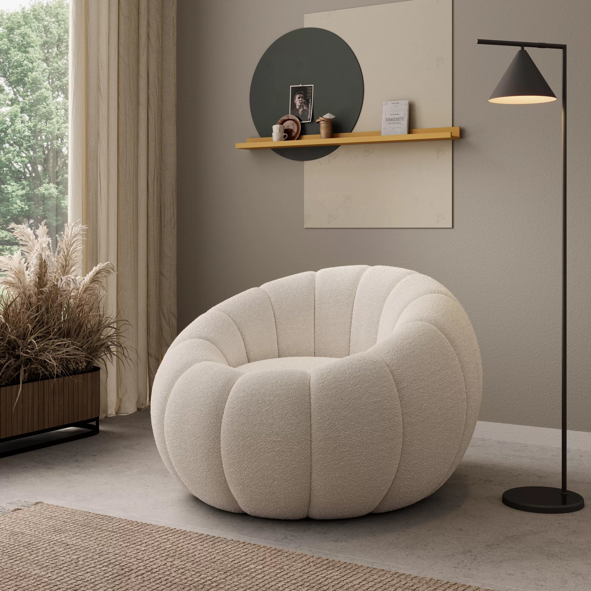 Křeslo Pares - krémová bouclé Lambi 1 Křeslo čalouněná Pares - Krémový boucle Lambi 1 