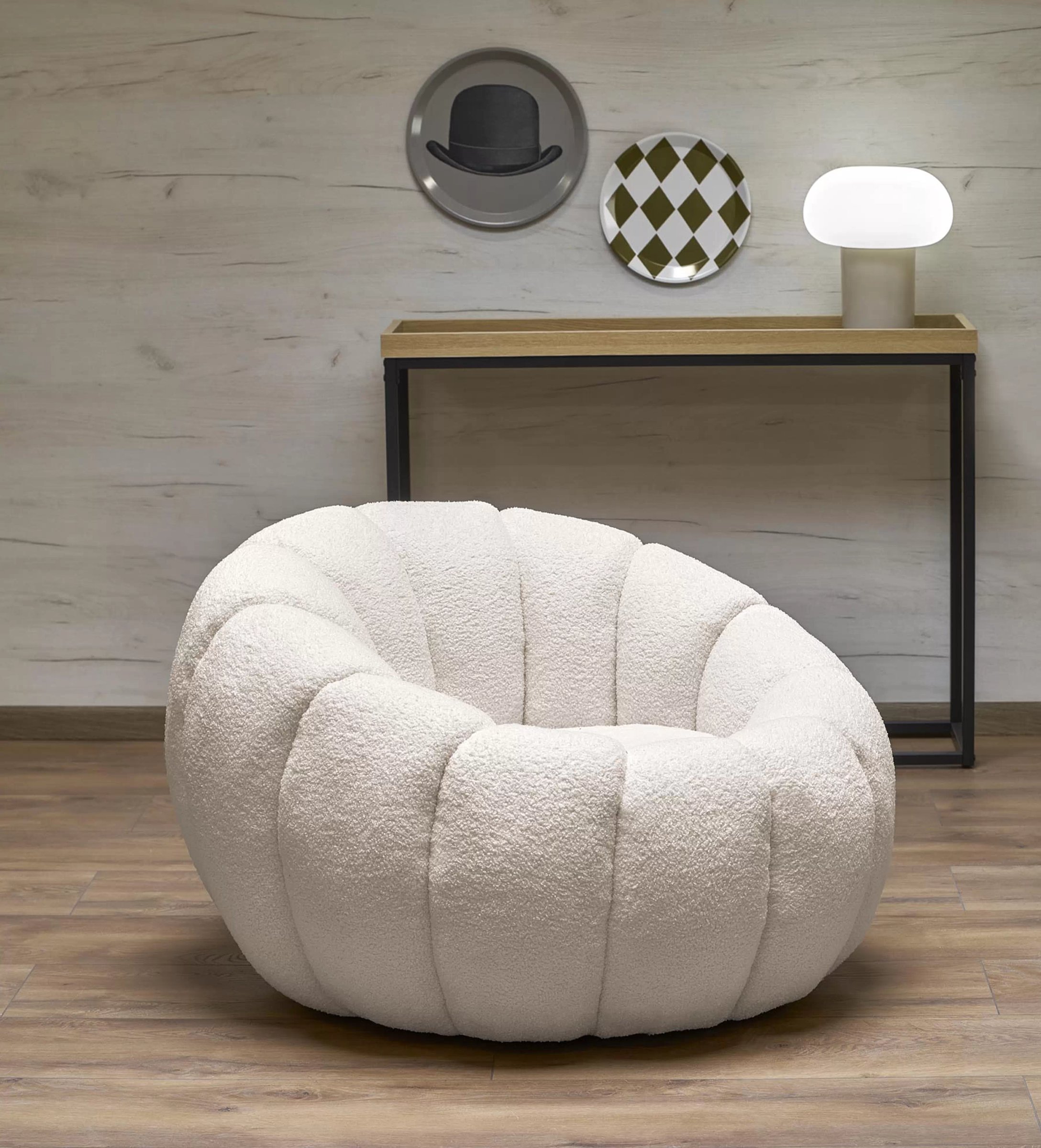 Křeslo Pares - krémová bouclé Lambi 1 Křeslo čalouněná Pares - Krémový boucle Lambi 1 